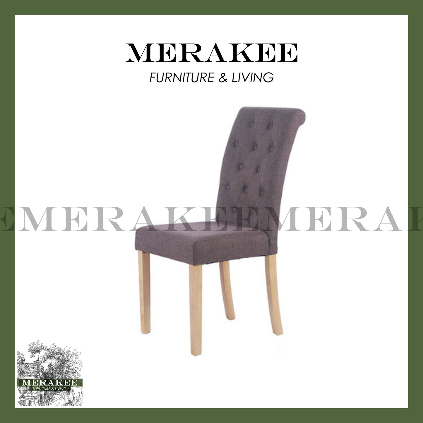 MERAKEE Dining Chair Fabric Solid Wood Leg Dining Room Furniture T010
