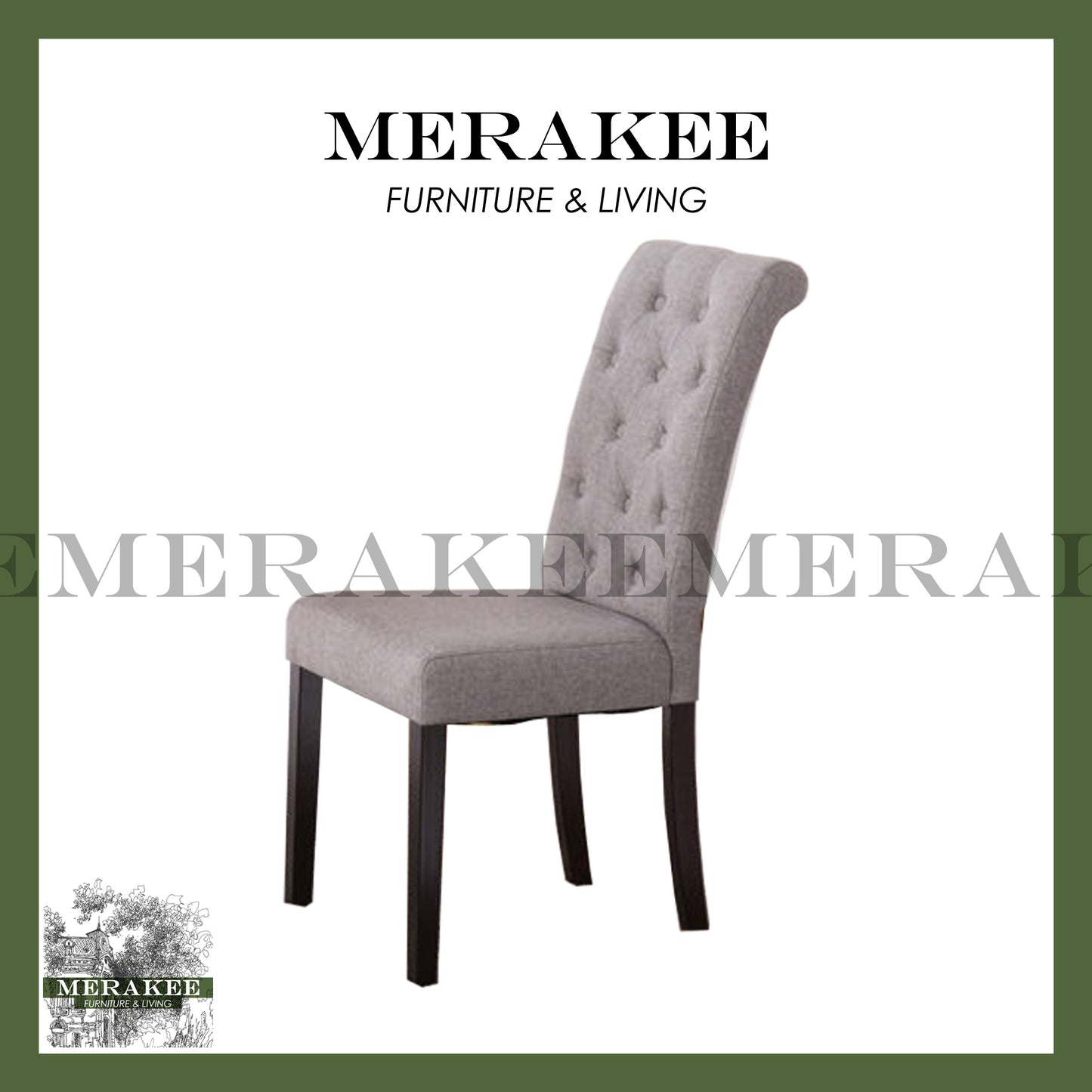 MERAKEE Dining Chair Fabric Solid Wood Leg Dining Room Furniture T010