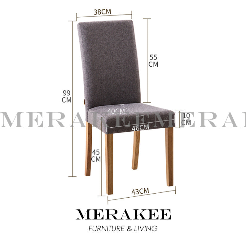 MERAKEE Dining Chair Fabric Solid Wood Leg Dining Room Furniture T010