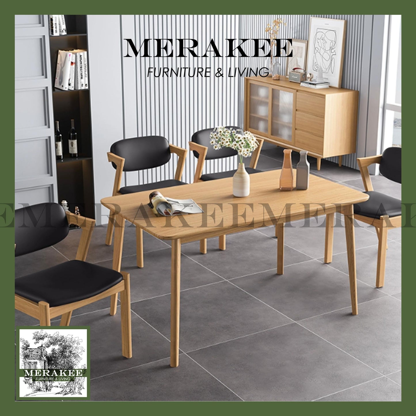 MERAKEE Dining Chair Solid Ashwood Dining Room Furniture JCY36