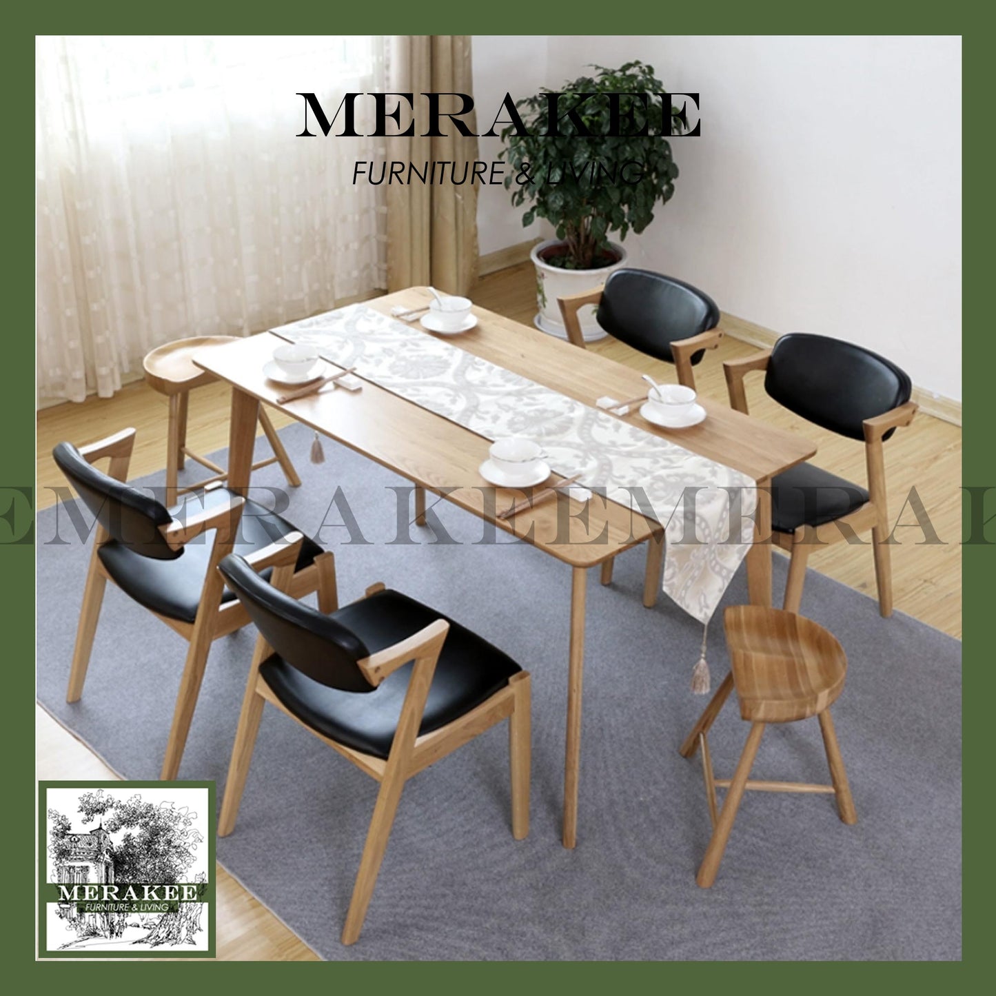 MERAKEE Dining Chair Solid Ashwood Dining Room Furniture JCY36