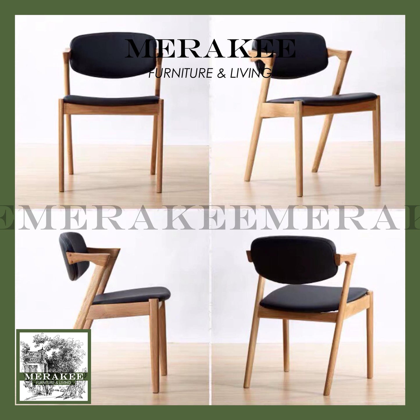 MERAKEE Dining Chair Solid Ashwood Dining Room Furniture JCY36