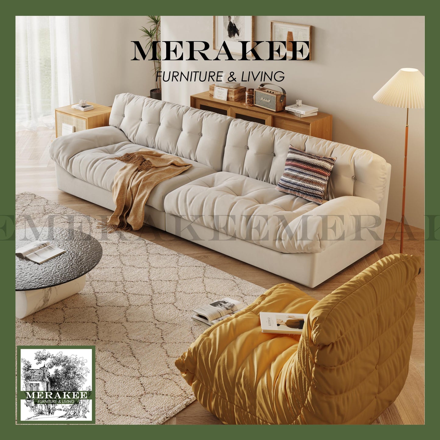 MERAKEE Fabric 1/2/3/4 Seater Cloud Sofa Color Solution Living Room Furniture JC083