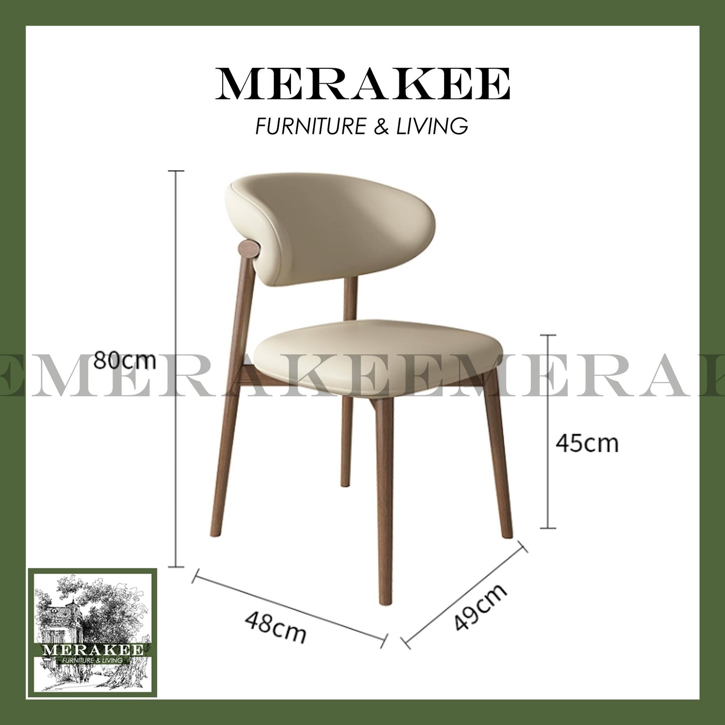 MERAKEE Dining Chair Solid Wood Dining Room Furniture JCY28
