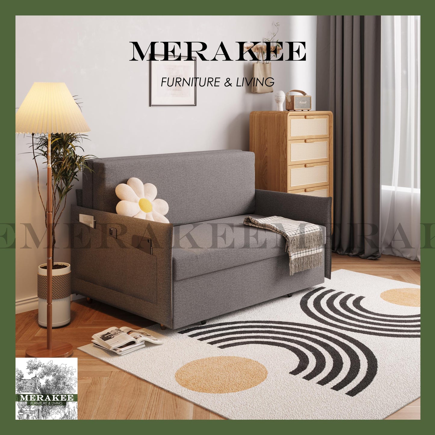 MERAKEE Multi Purpose Sofa Bed With Large Storage Color Solution Living Room Bedroom Furniture JC215