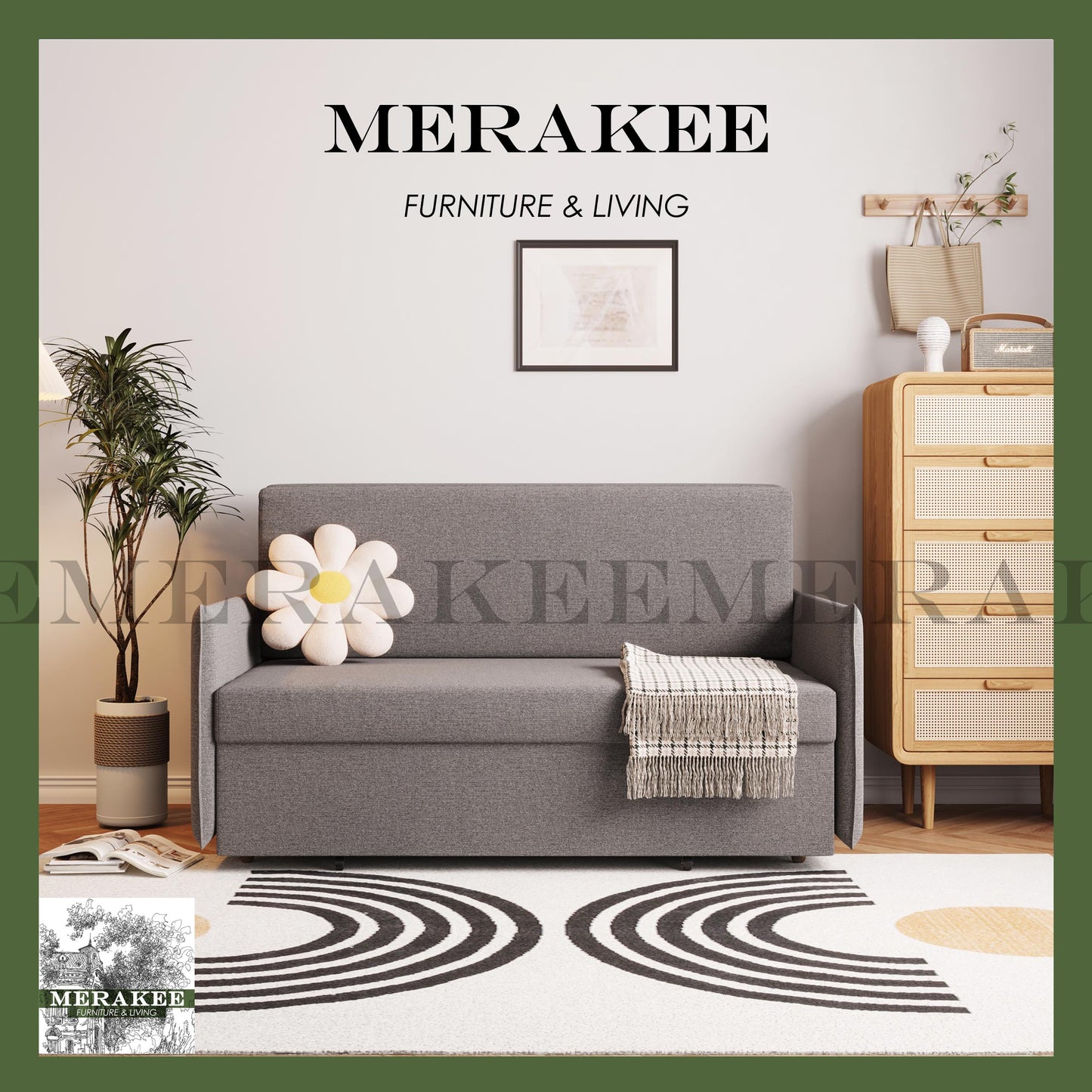 MERAKEE Multi Purpose Sofa Bed With Large Storage Color Solution Living Room Bedroom Furniture JC215