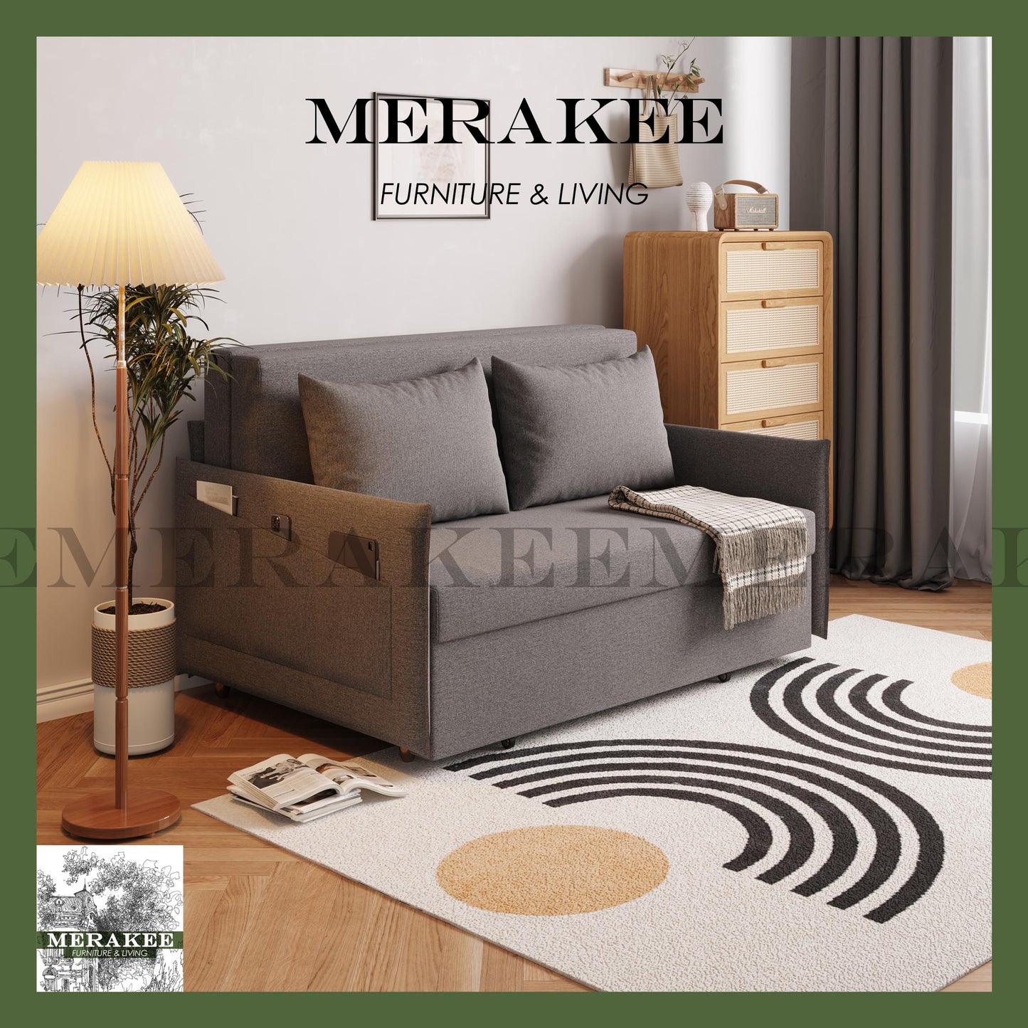 MERAKEE Multi Purpose Sofa Bed With Large Storage Color Solution Living Room Bedroom Furniture JC215