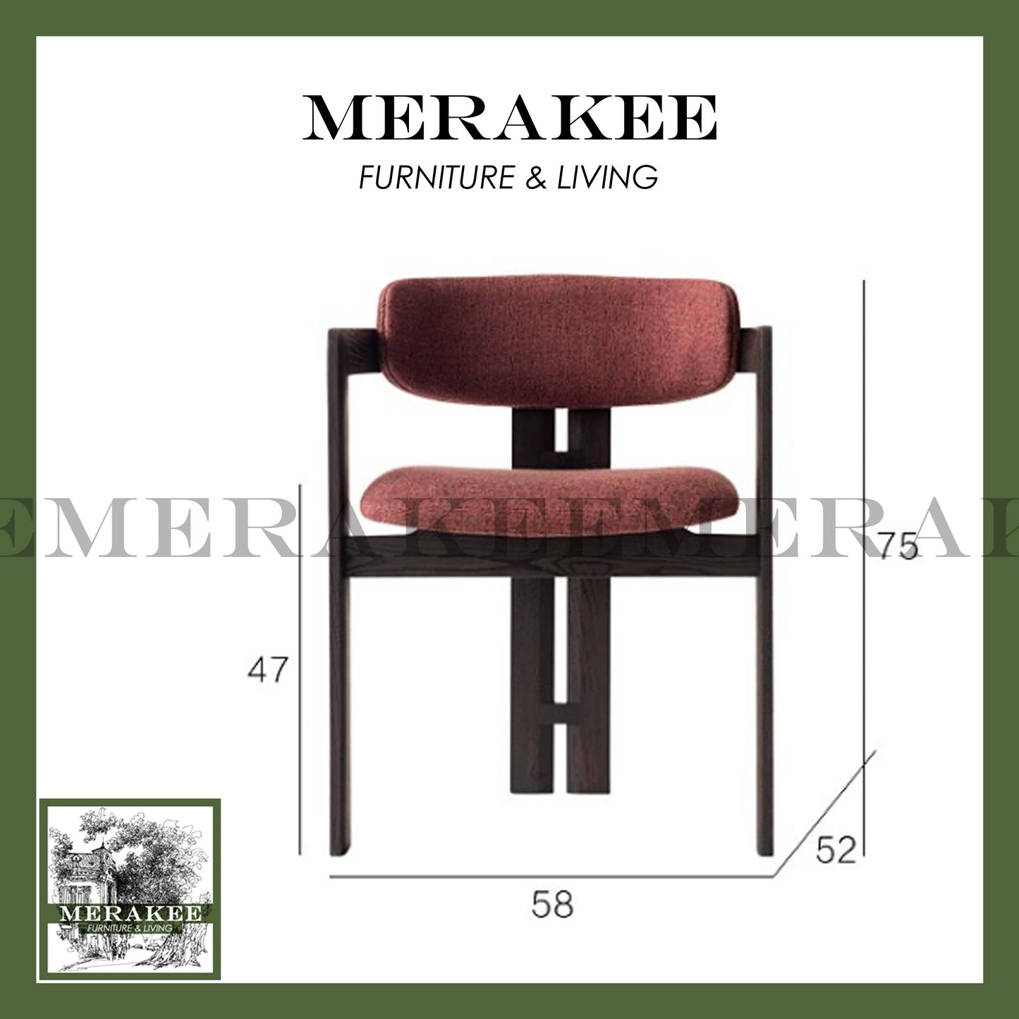 MERAKEE Dining Chair Solid Wood Chair Dining Room Furniture XY12