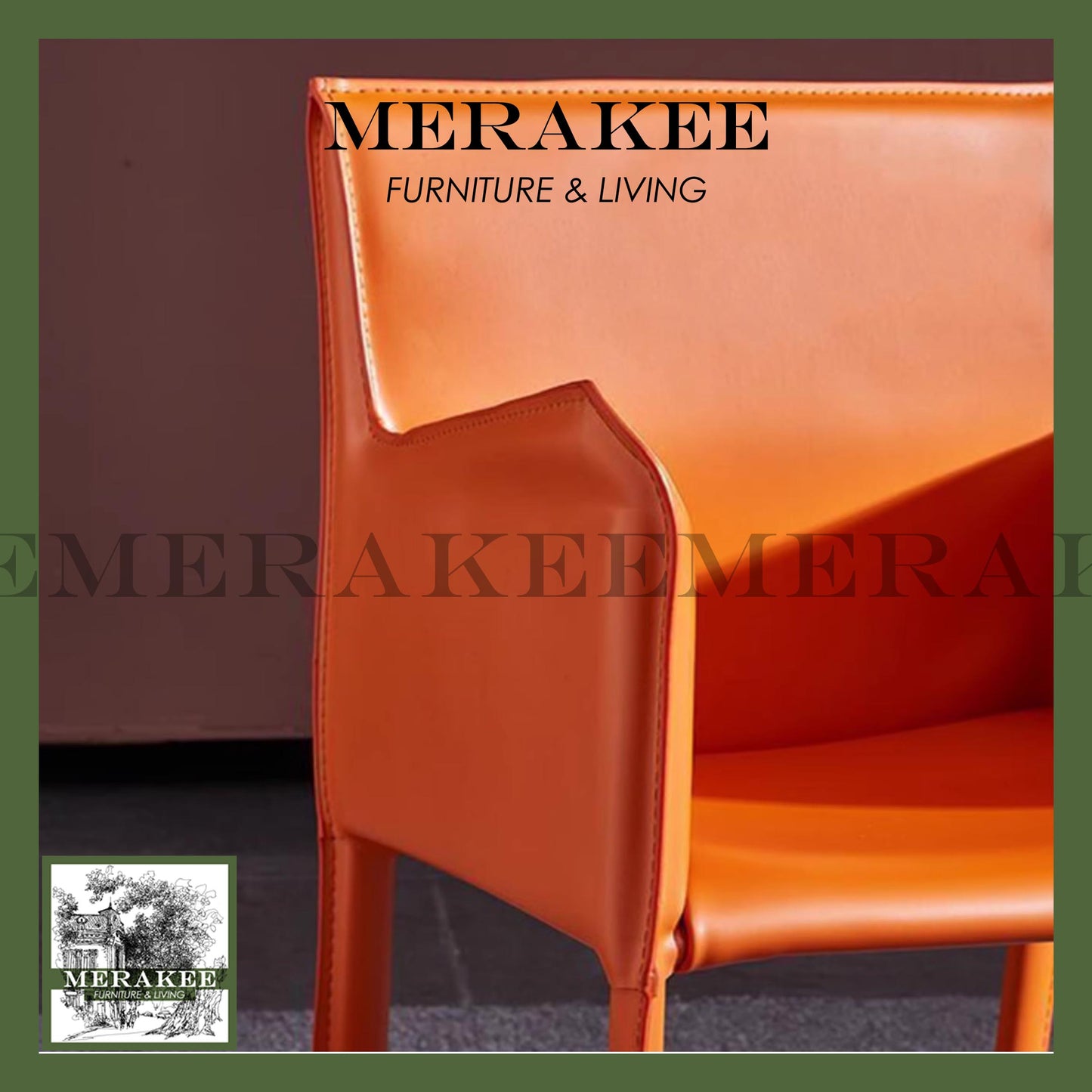 MERAKEE Dining Chair Saddle Leather Dining Room Furniture XY982