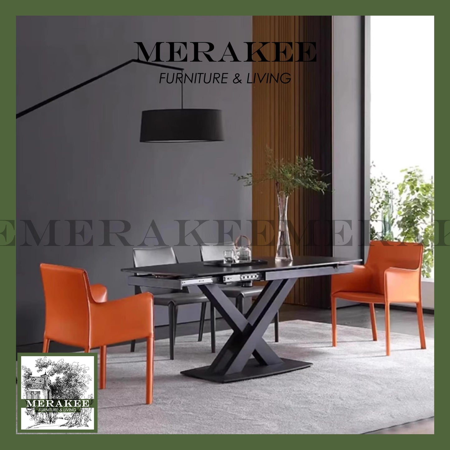 MERAKEE Dining Chair Saddle Leather Dining Room Furniture XY982