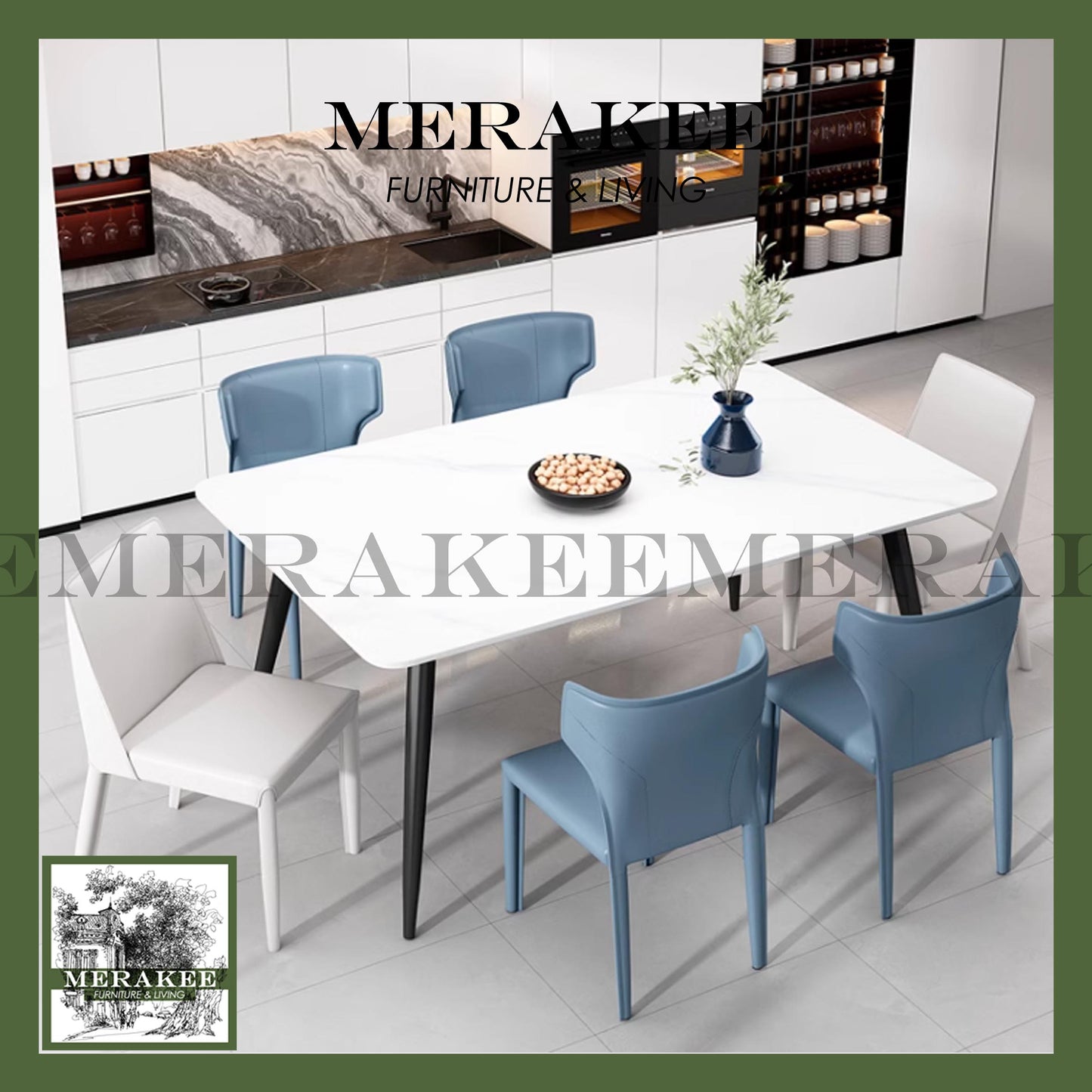 MERAKEE Dining Chair Saddle Leather Dining Room Furniture XY981
