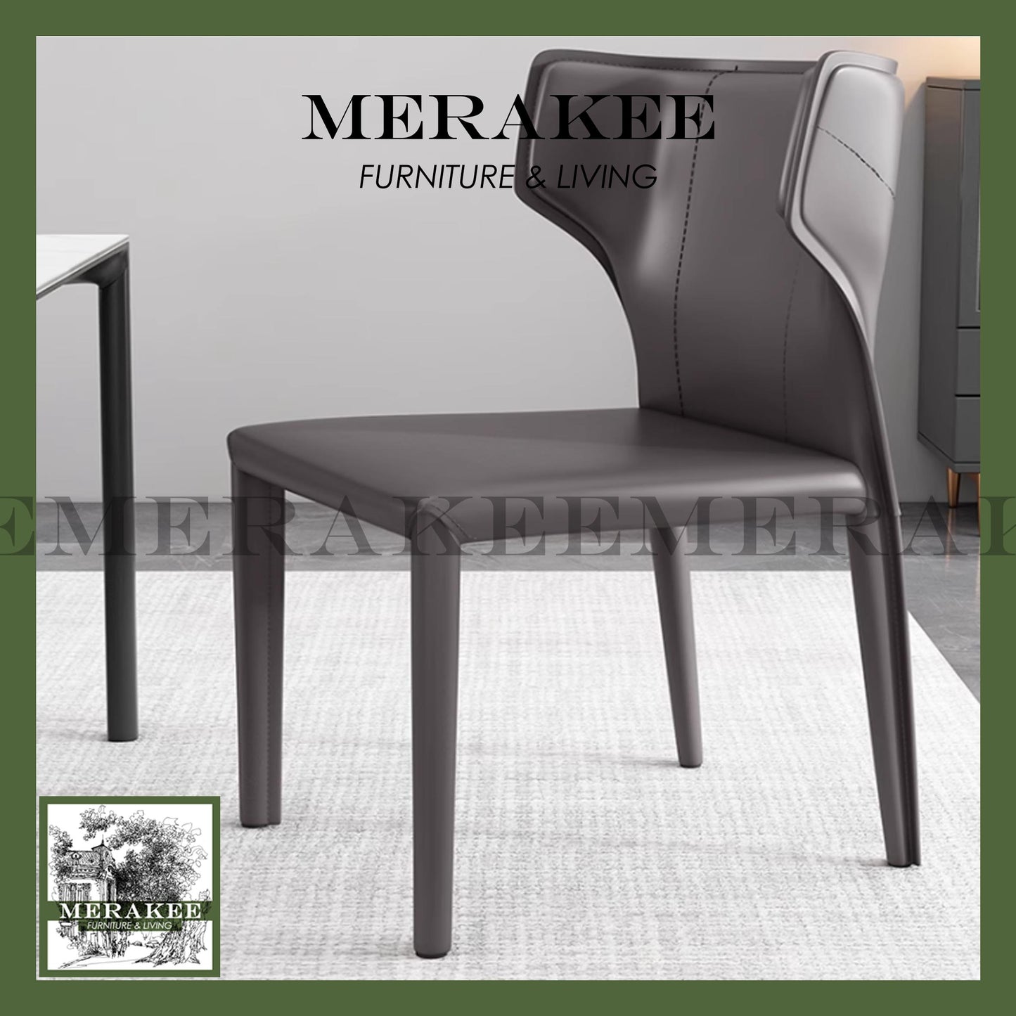 MERAKEE Dining Chair Saddle Leather Dining Room Furniture XY981