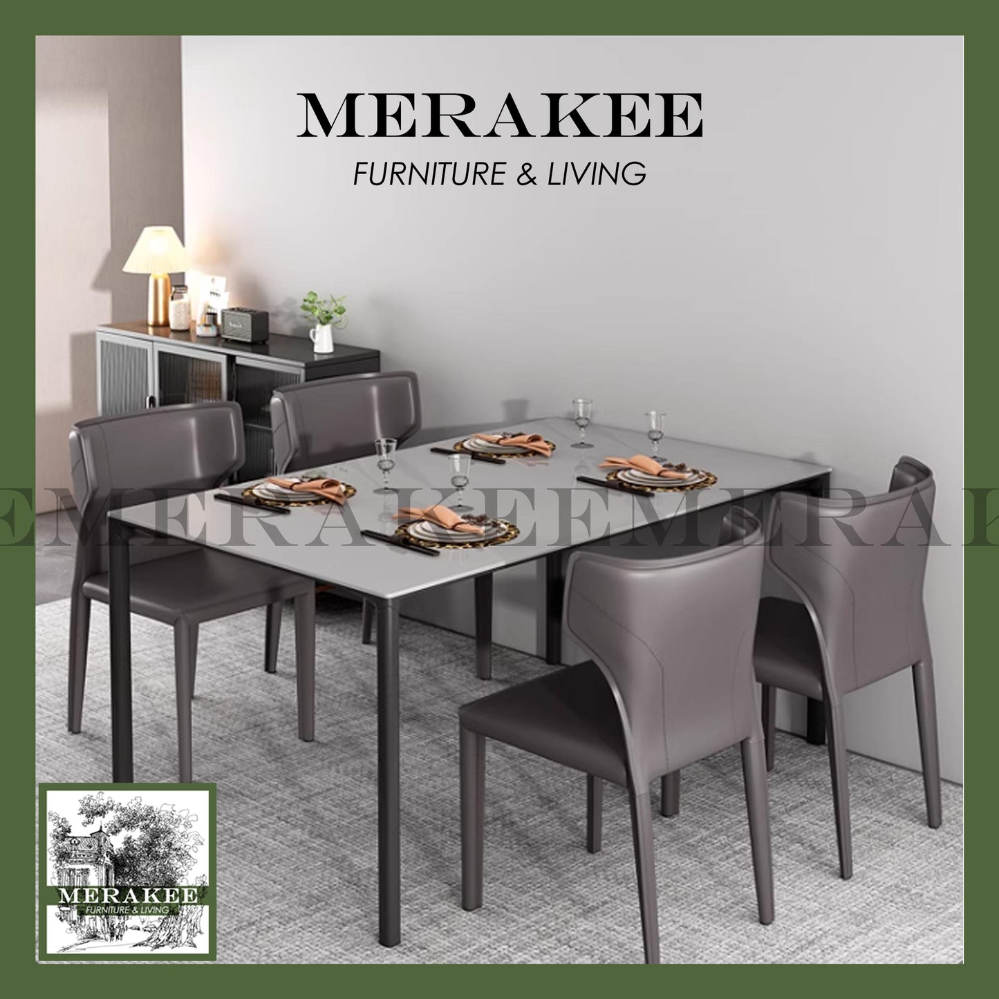 MERAKEE Dining Chair Saddle Leather Dining Room Furniture XY981