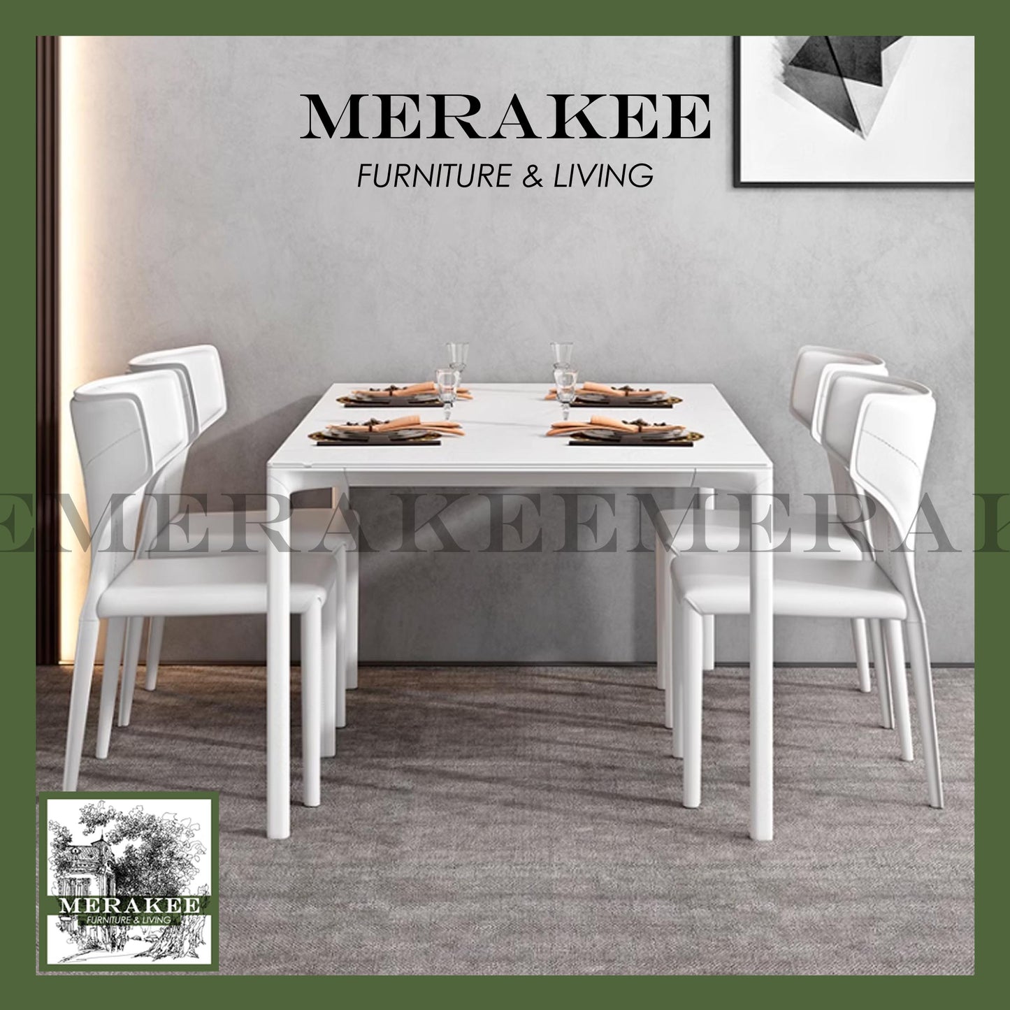 MERAKEE Dining Chair Saddle Leather Dining Room Furniture XY981
