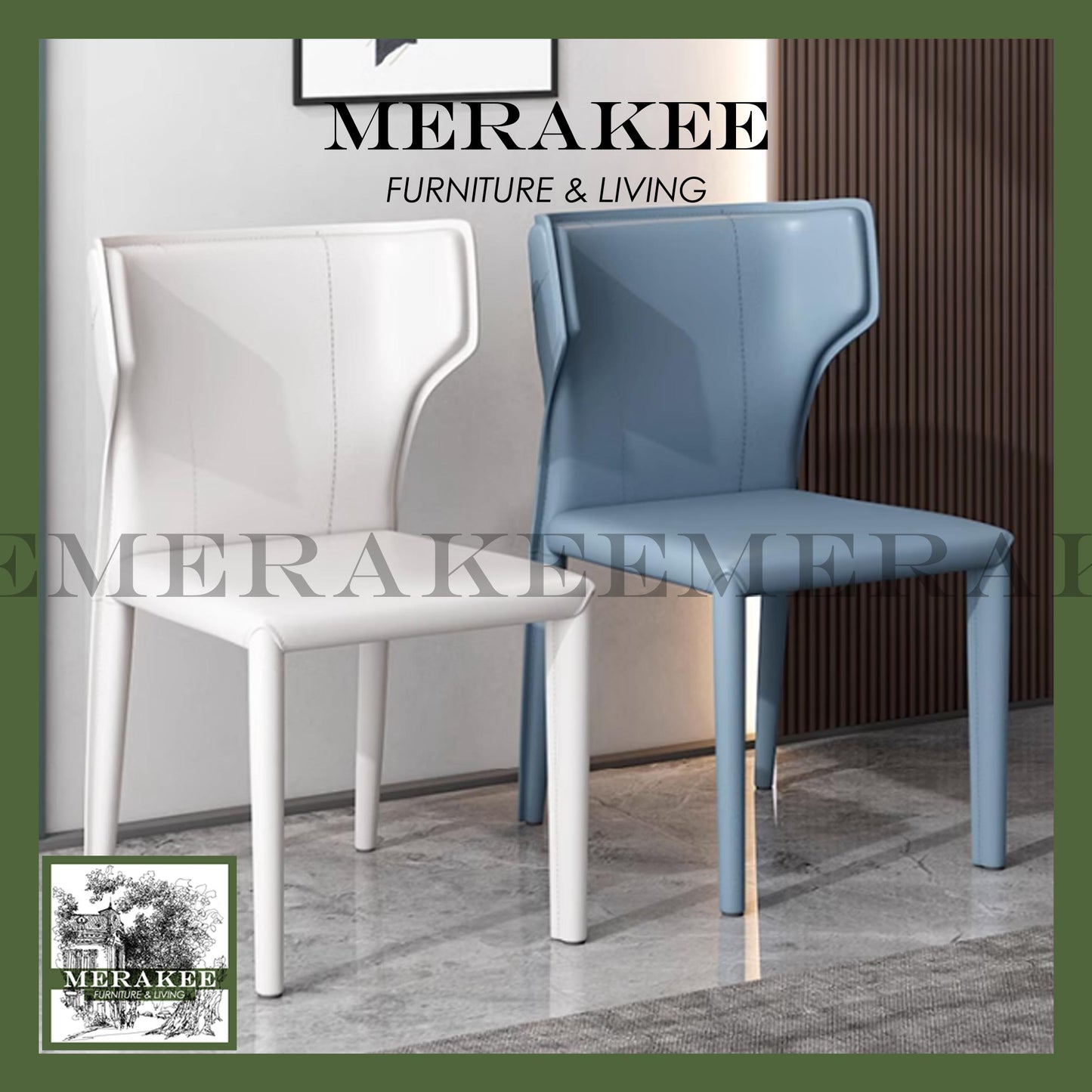 MERAKEE Dining Chair Saddle Leather Dining Room Furniture XY981