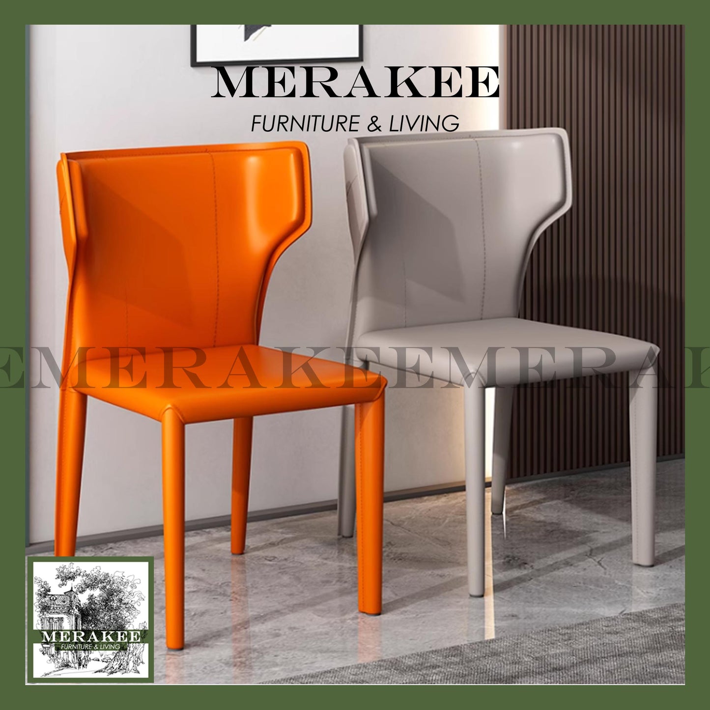 MERAKEE Dining Chair Saddle Leather Dining Room Furniture XY981