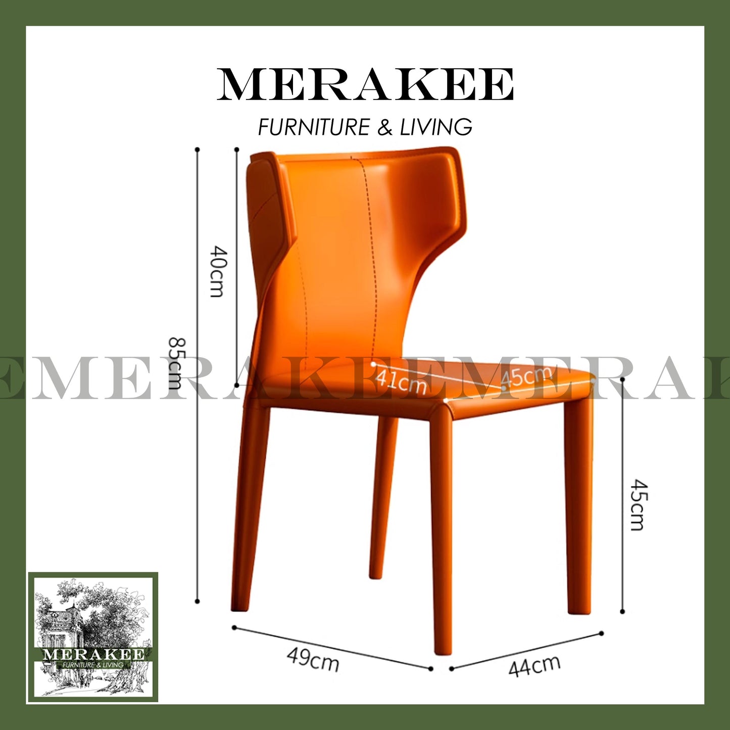 MERAKEE Dining Chair Saddle Leather Dining Room Furniture XY981