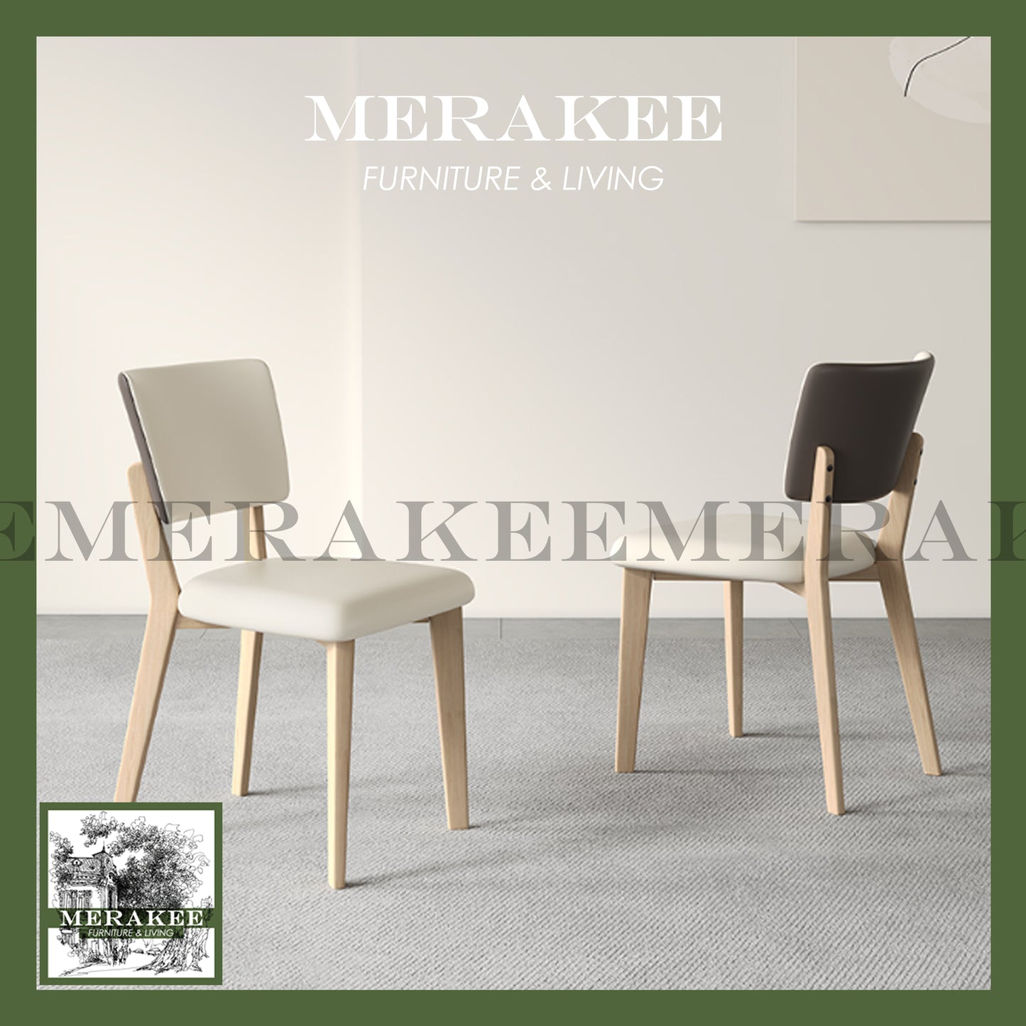MERAKEE Customized Marble Like Sintered Stone Solid Ash Wood Stand Dining Table Dining Room Furniture AW14