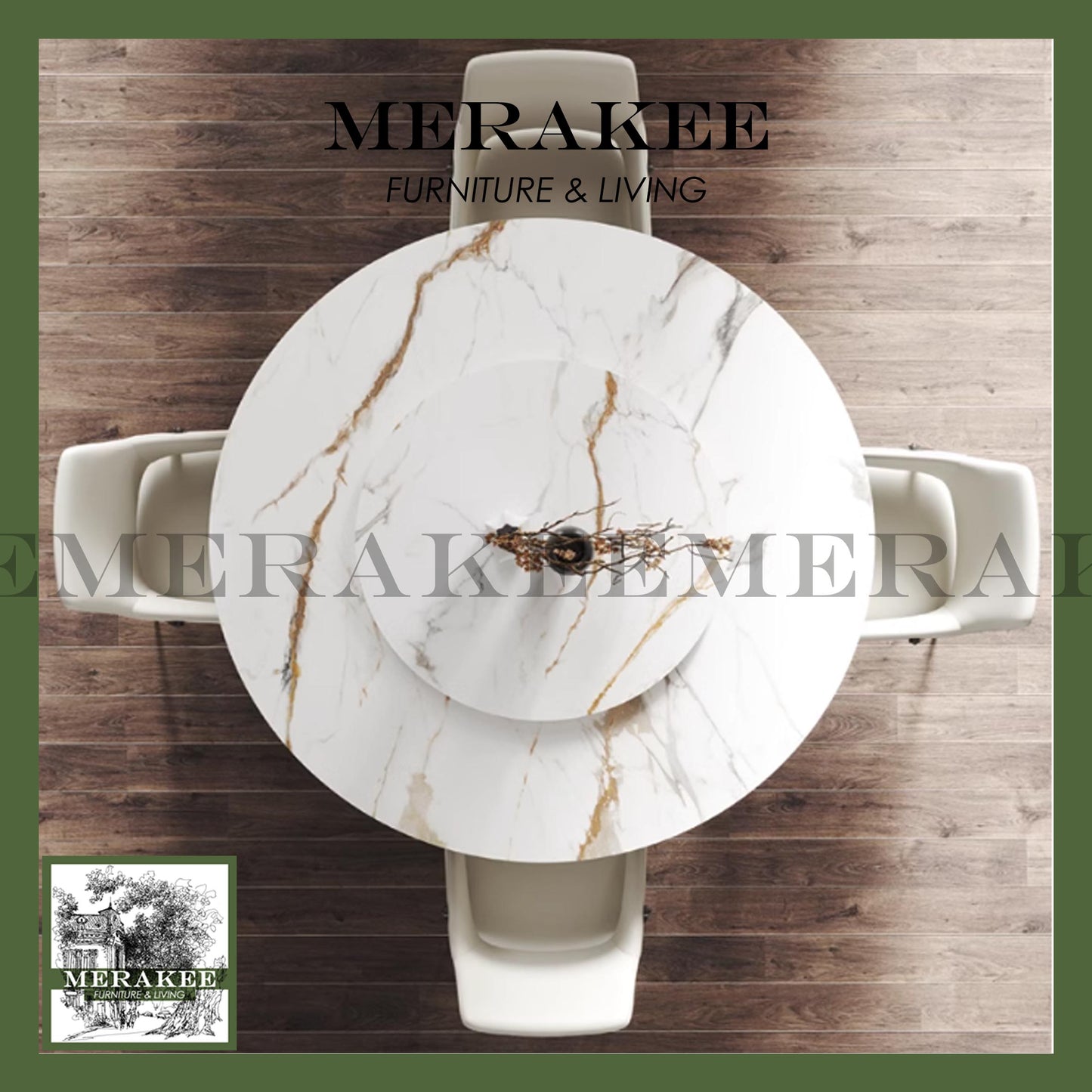 MERAKEE Dining Chair PU Leather Solid Wood Frame Metal Leg Dining Room Furniture SJ211