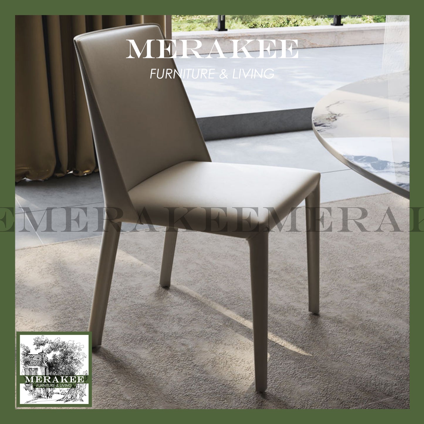 MERAKEE Customized Marble Like Sintered Stone Round Dining Table Stainless Steel Stand Dining Room Furniture F91
