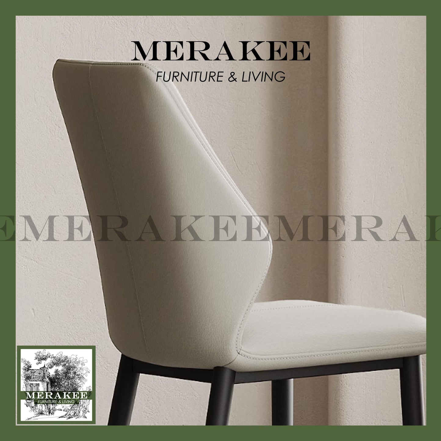 MERAKEE Dining Chair PU Leather Solid Wood Frame Metal Leg Dining Room Furniture T02