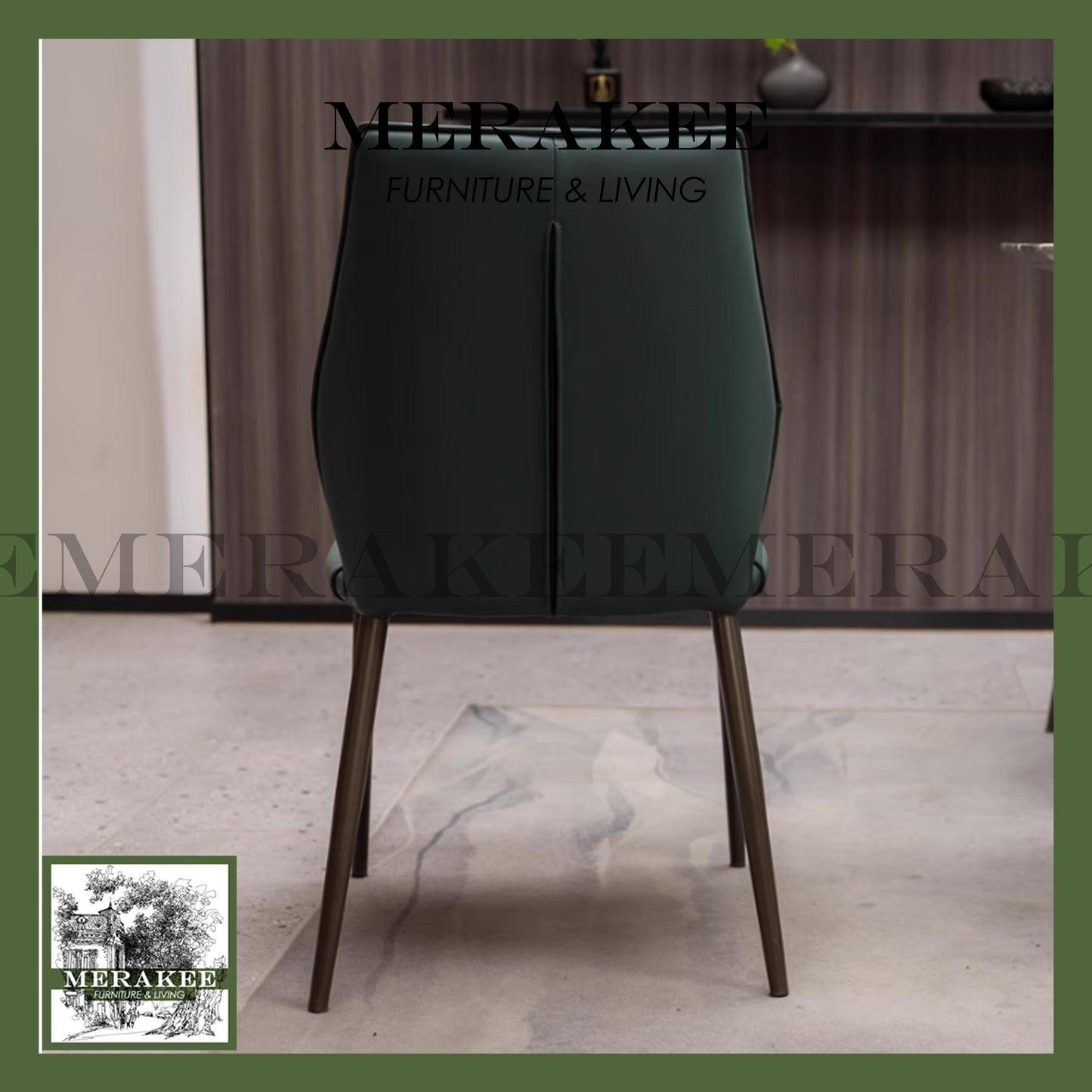 MERAKEE Dining Chair PU Leather Solid Wood Frame Metal Leg Dining Room Furniture BT072
