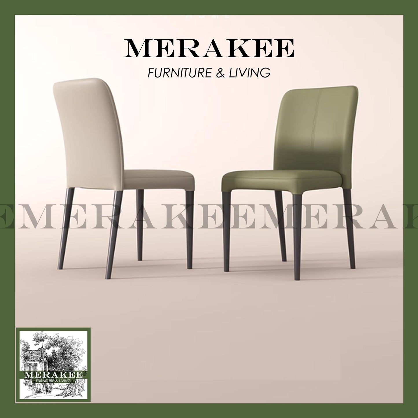 MERAKEE Stackable Dining Chair PU Leather Solid Wood Frame Metal Leg Dining Room Furniture BT078