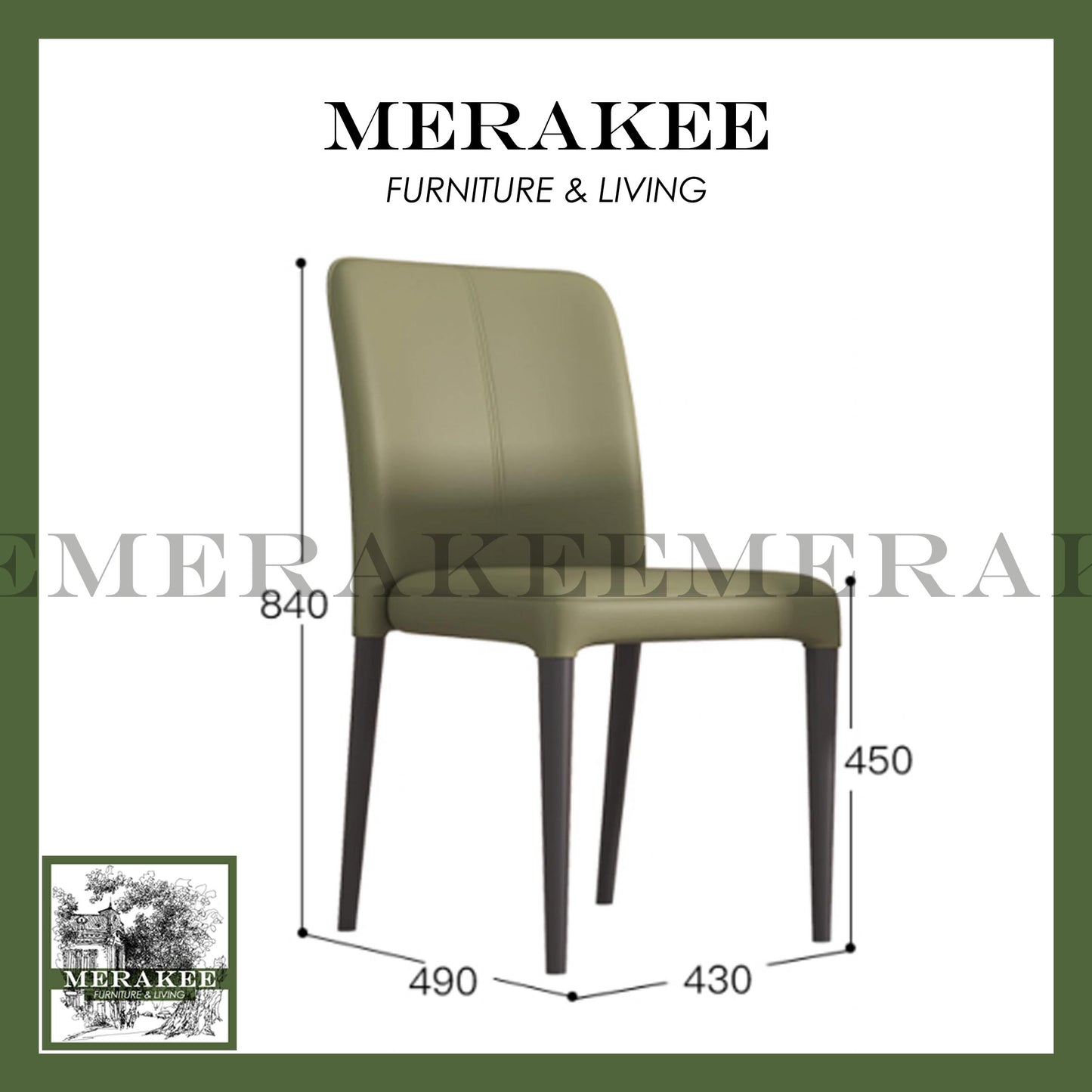 MERAKEE Stackable Dining Chair PU Leather Solid Wood Frame Metal Leg Dining Room Furniture BT078