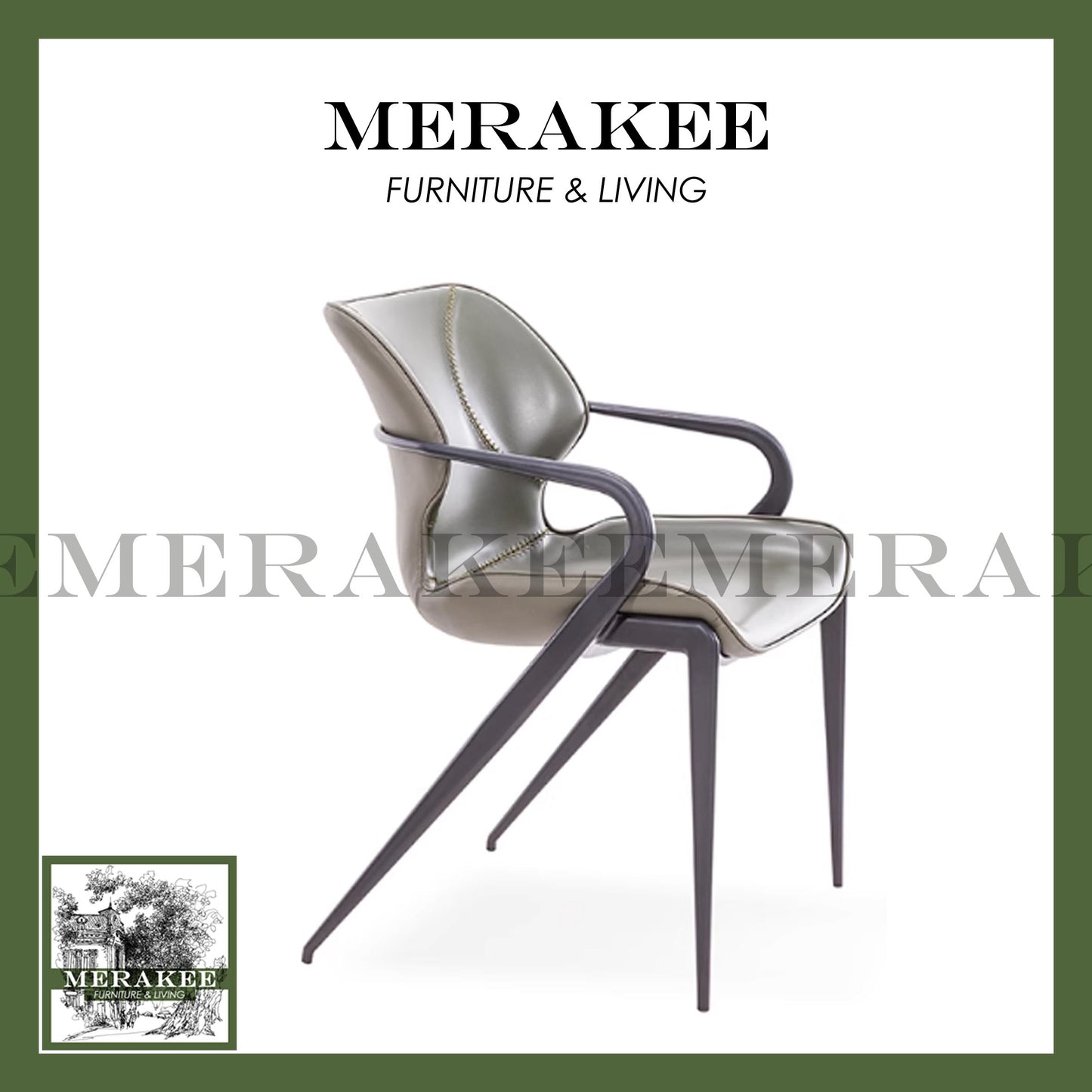 MERAKEE Dining Chair Saddle Leather Black/Gold/Rose Gold/Silver Stand Dining Room Furniture TS3650