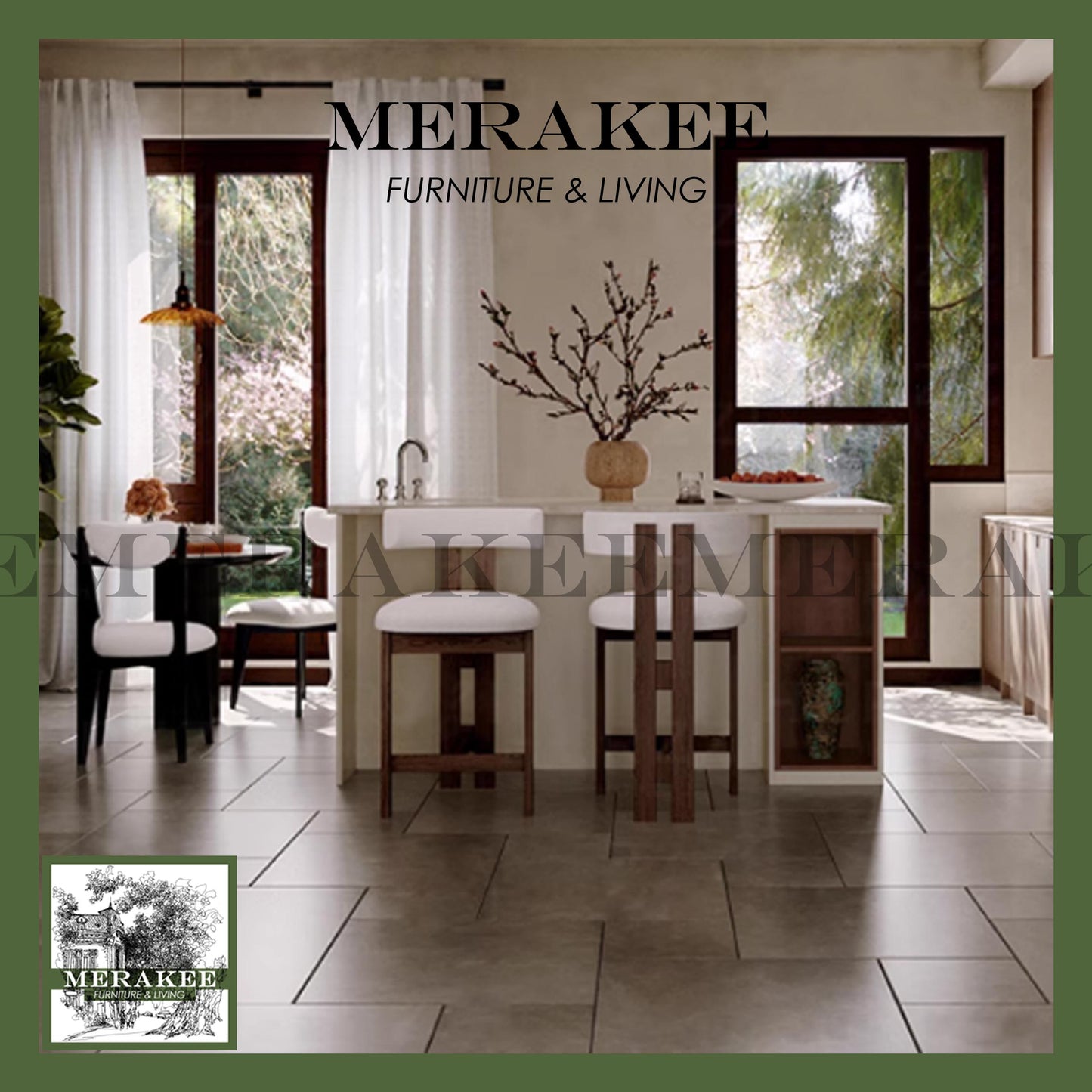 MERAKEE Solid Wood Dining Chair Bar Chair BC60