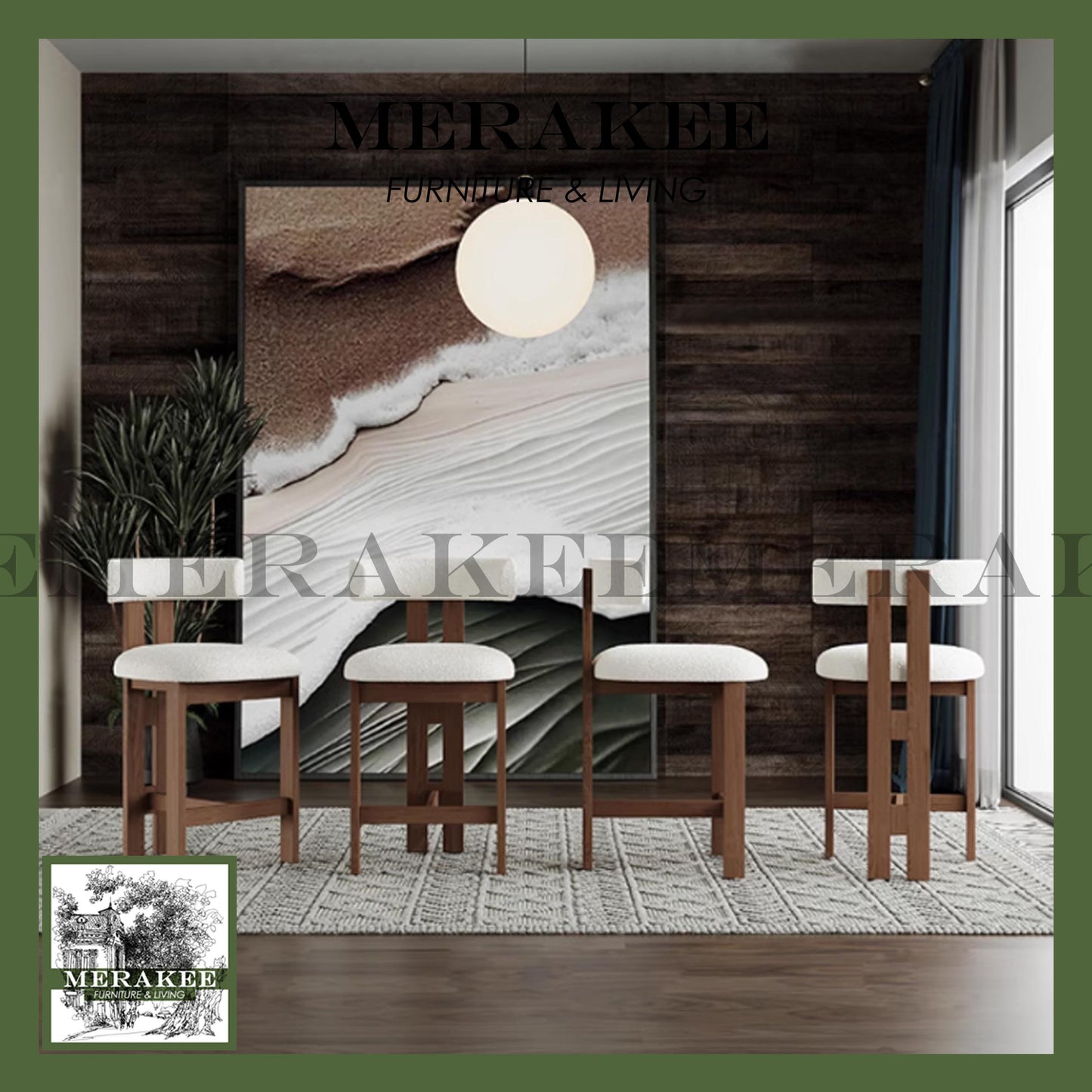MERAKEE Solid Wood Dining Chair Bar Chair BC60