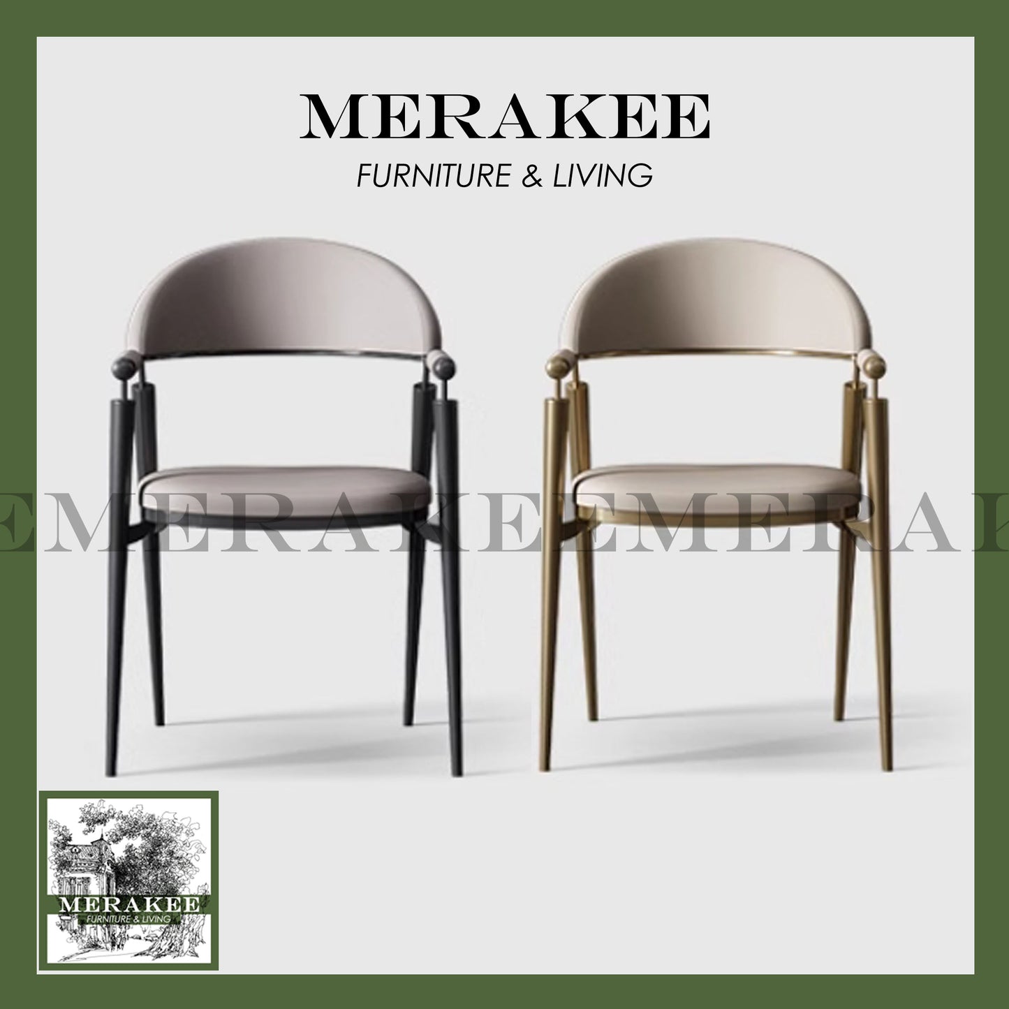 MERAKEE Dining Chair PU Leather Stainless Gold Leg Dining Room Furniture YX11
