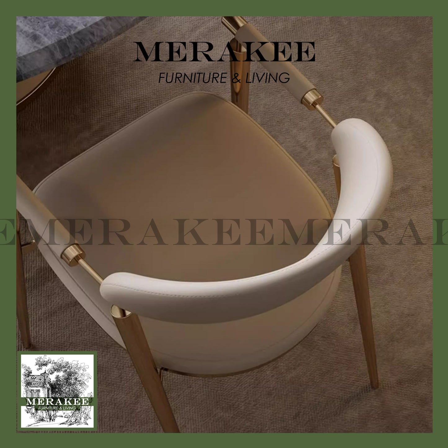MERAKEE Dining Chair PU Leather Stainless Gold Leg Dining Room Furniture YX11
