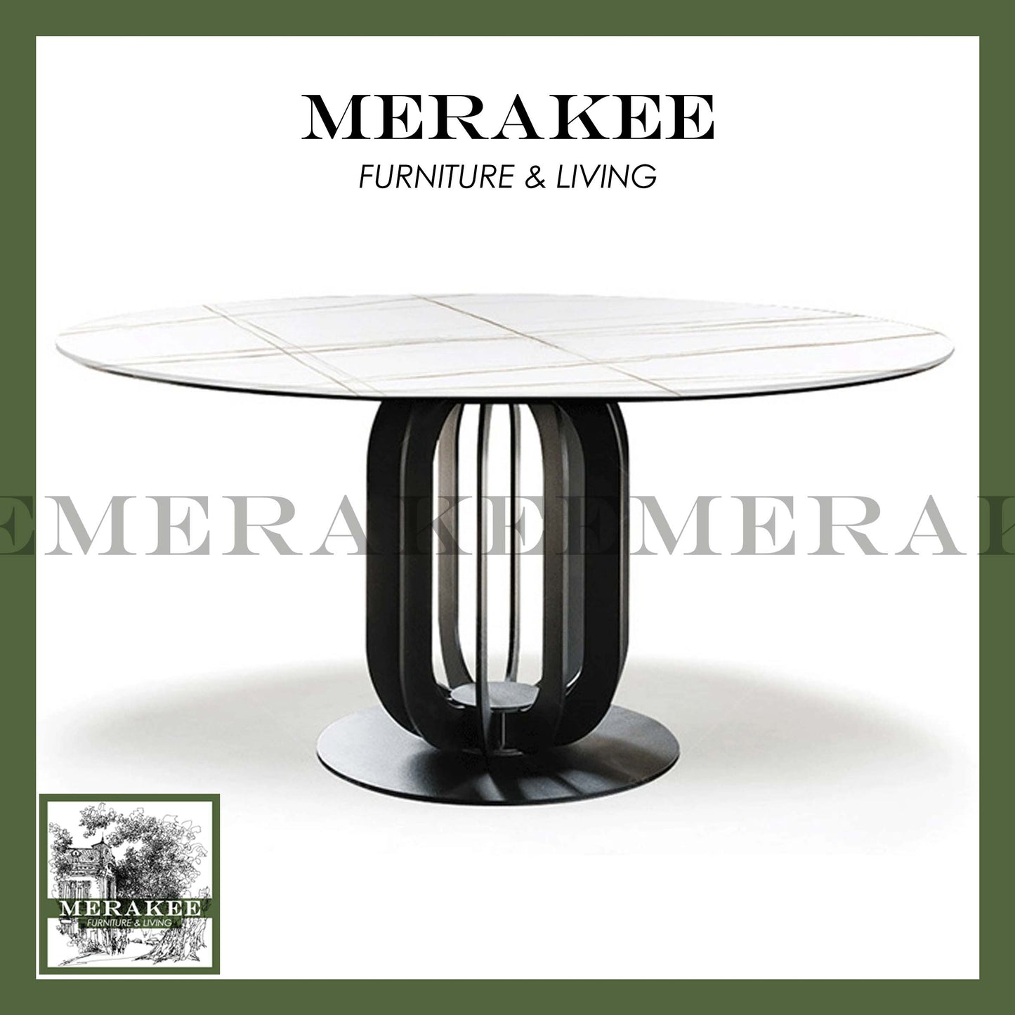 MERAKEE Sintered Stone Dining Table With Lazy Susan Customization Color Tabletop Dining Room Furniture PV42
