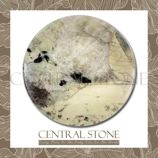 CENTRAL STONE Brazilian Natural Marble Quartz Coffee Side Table Dia50cm -Pandora