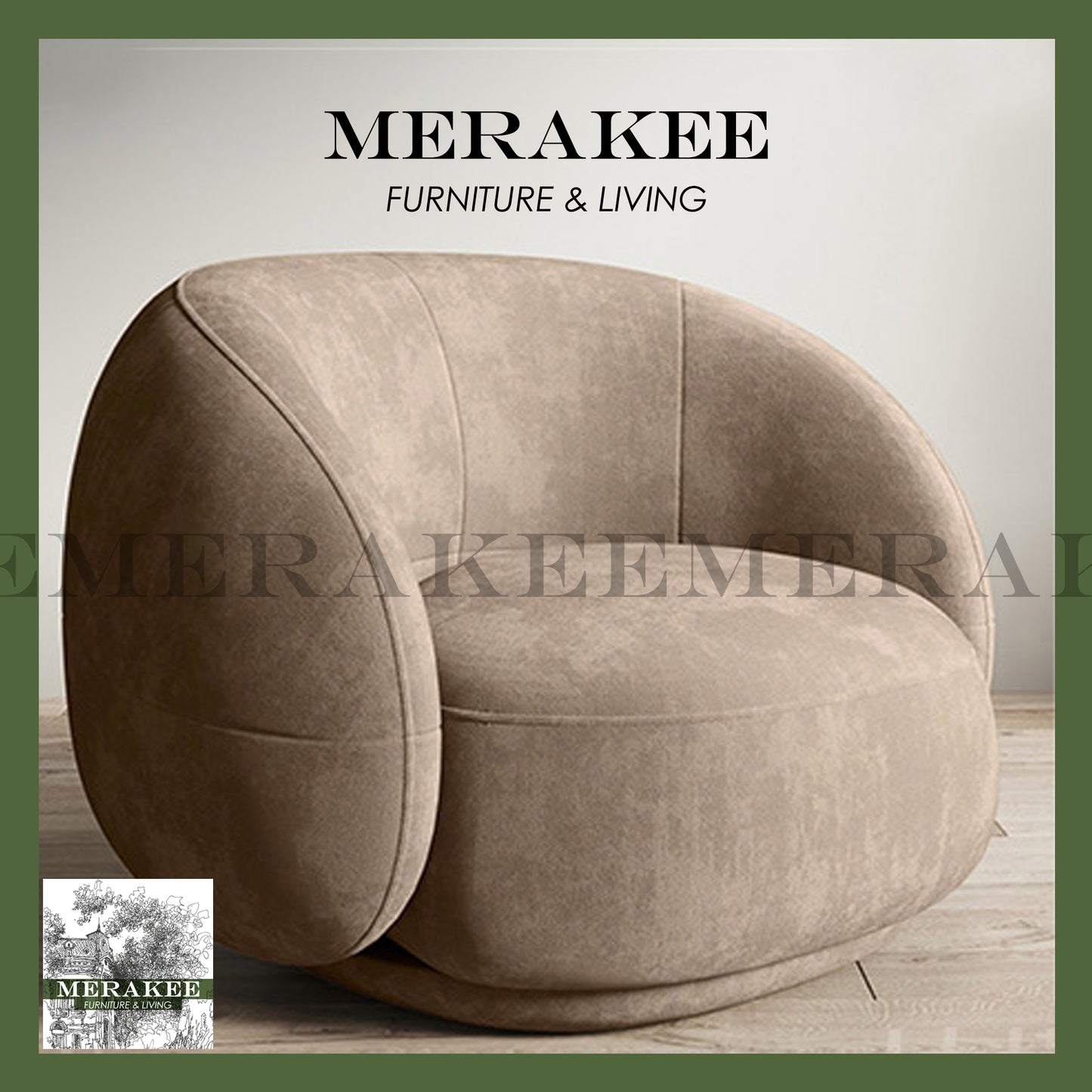 MERAKEE Velvet Fabric 1/2/3/4 Seater Cashew Sofa Solid Wood Color Solution Living Room Furniture JC480