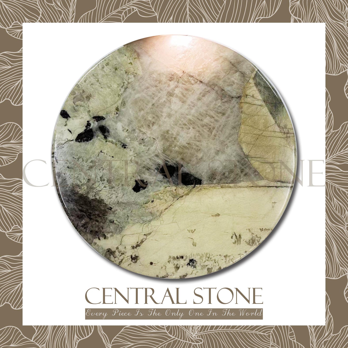 CENTRAL STONE Brazilian Natural Marble Quartz Coffee Side Table Dia50cm -Pandora