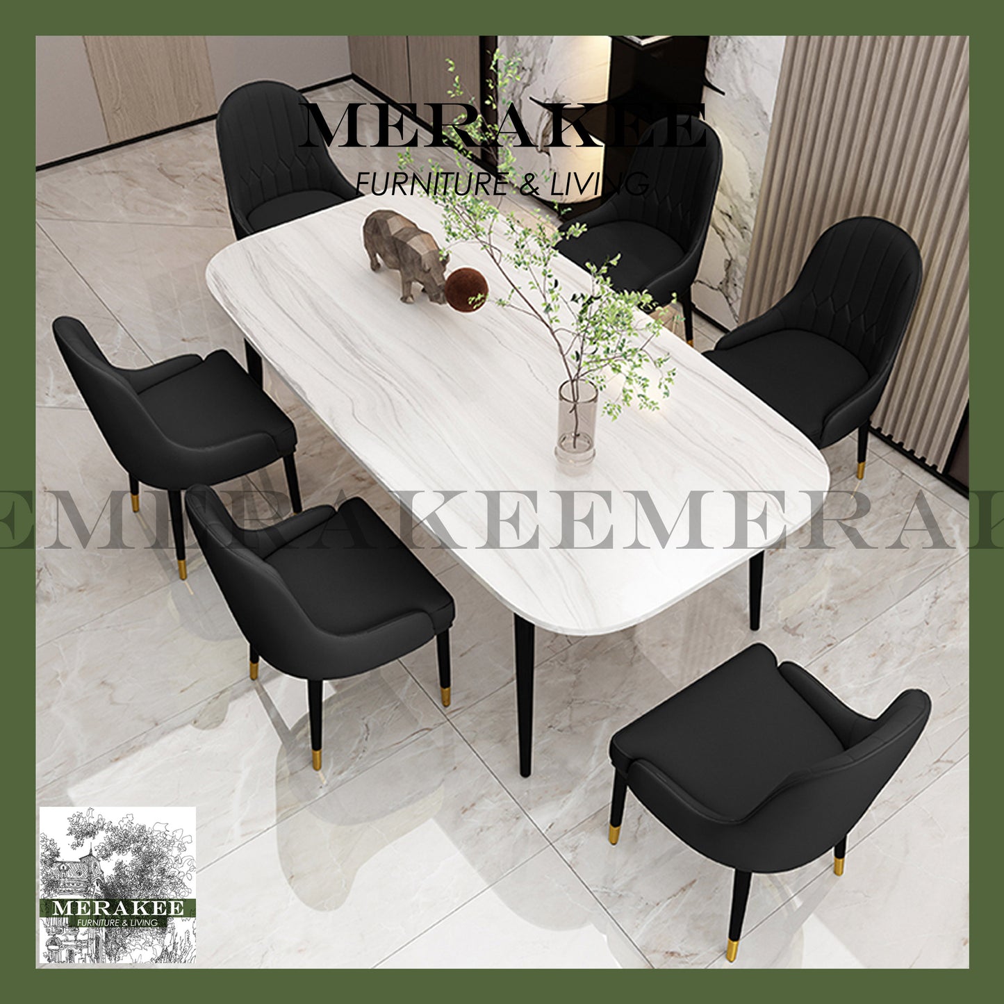 MERAKEE Dining Chair PU Leather Solid Wood Frame Dining Room Furniture JCY010
