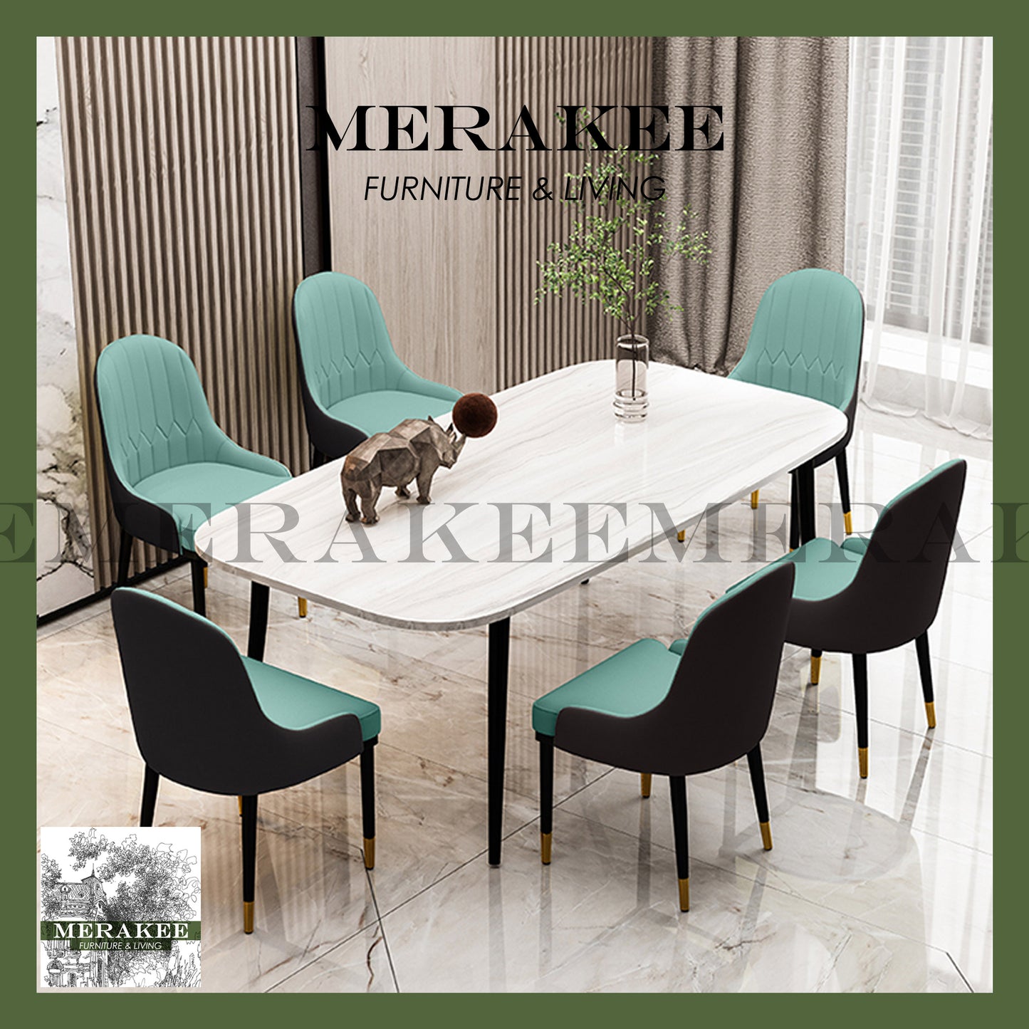 MERAKEE Dining Chair PU Leather Solid Wood Frame Dining Room Furniture JCY010