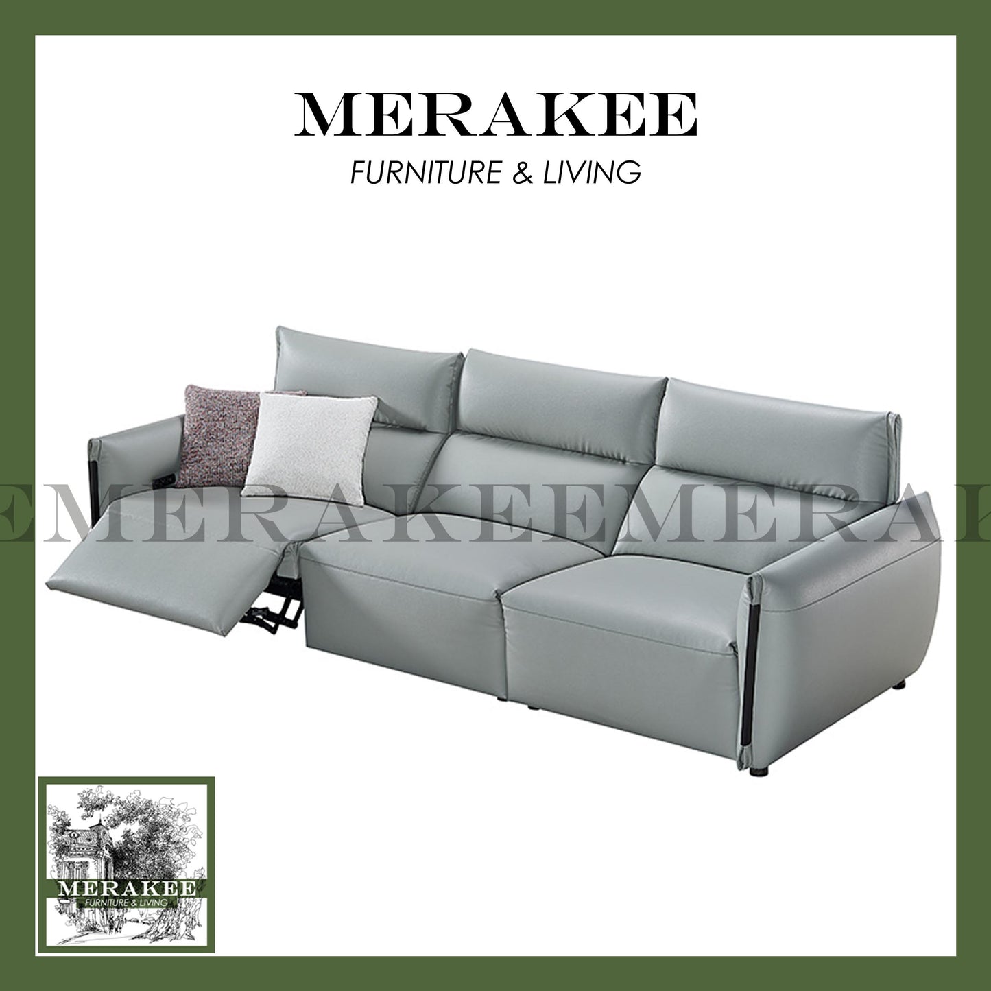 MERAKEE Full-Grain Genuine Leather Electric Recliner sofa 2/3 Seater Color Solution Living Room Furniture XC6608