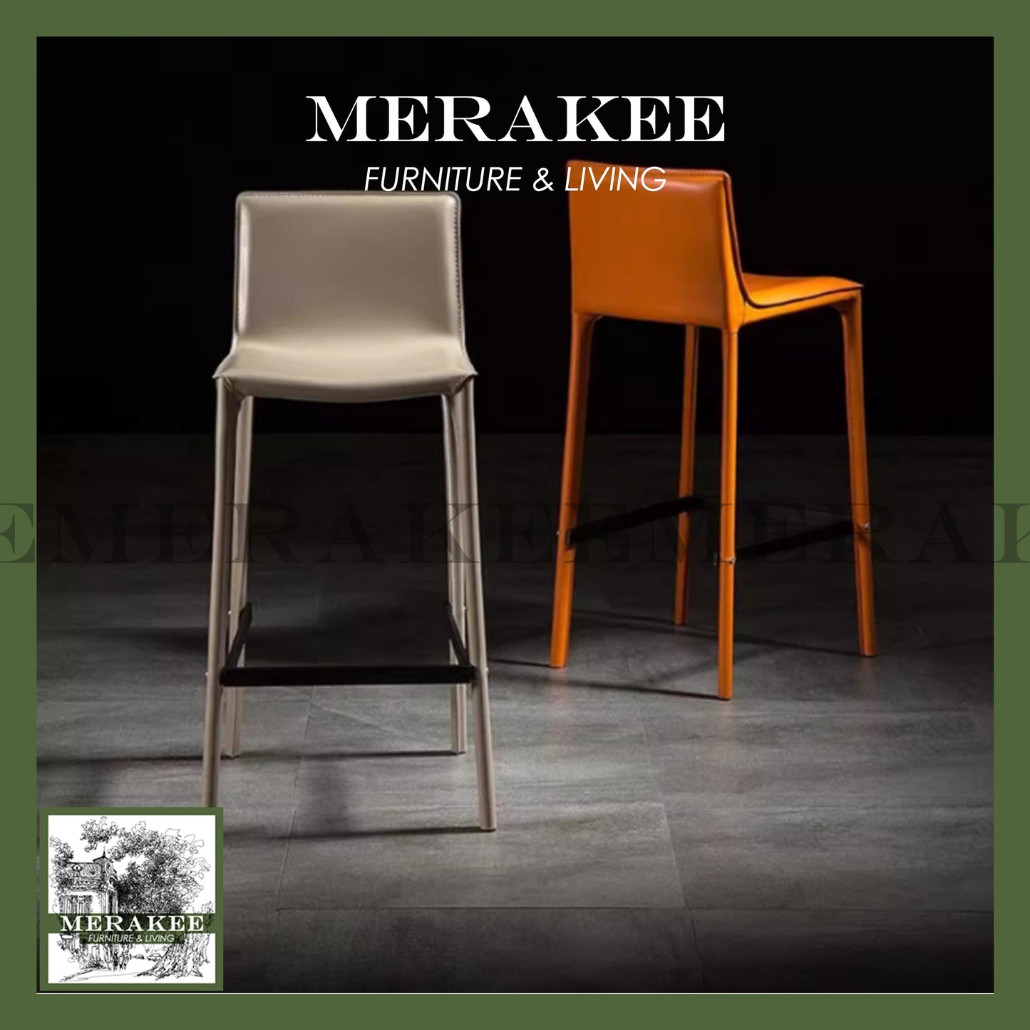 MERAKEE Bar Chair Saddle Leather Dining Room Furniture XY999