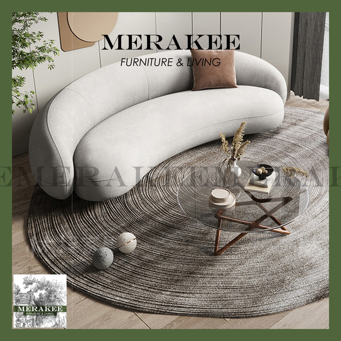 MERAKEE Velvet Fabric 1/2/3/4 Seater Cashew Sofa Solid Wood Color Solution Living Room Furniture JC480