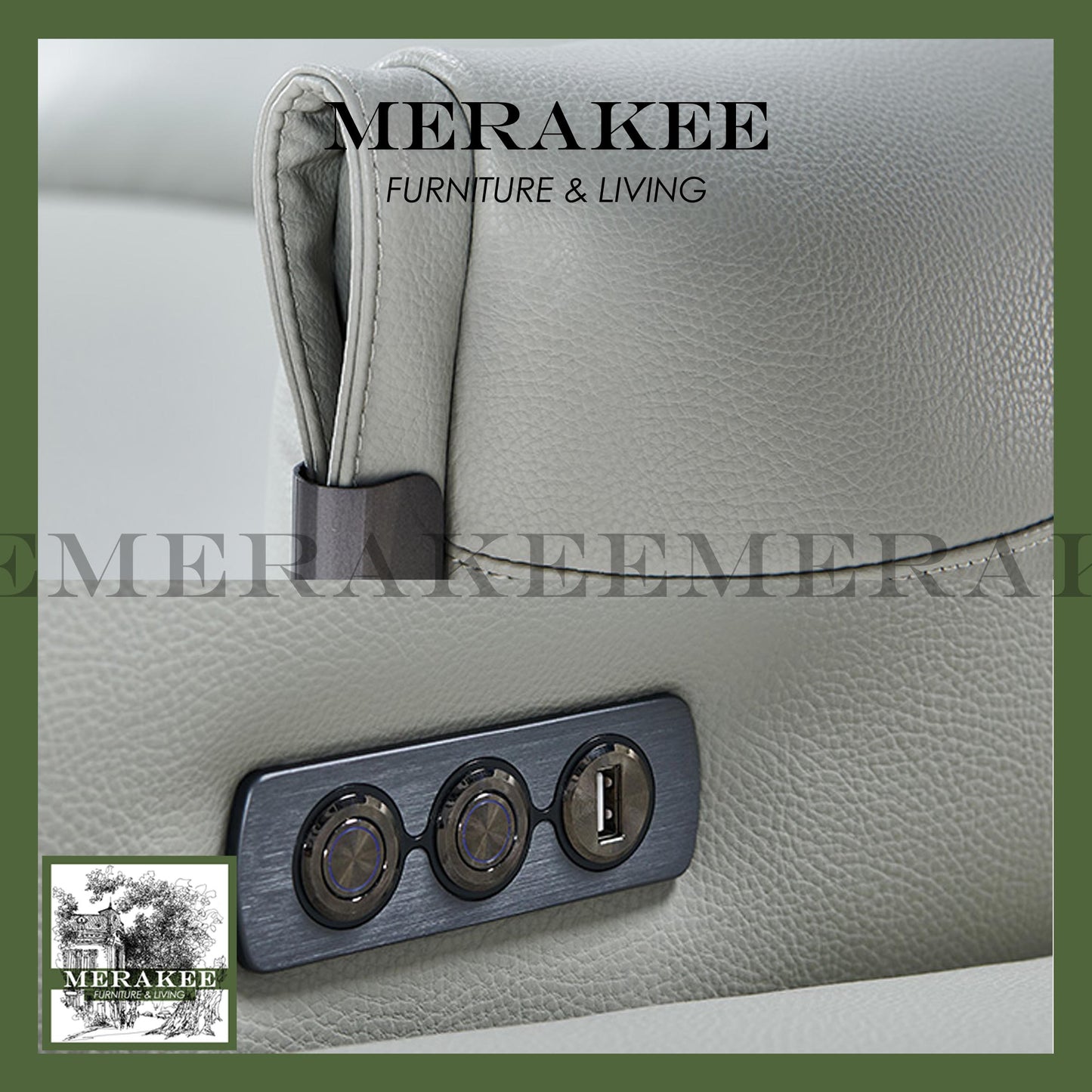 MERAKEE Full-Grain Genuine Leather Electric Recliner sofa 2/3 Seater Color Solution Living Room Furniture XC6608