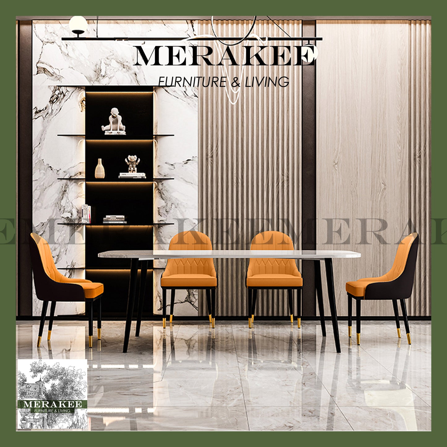 MERAKEE Dining Chair PU Leather Solid Wood Frame Dining Room Furniture JCY010