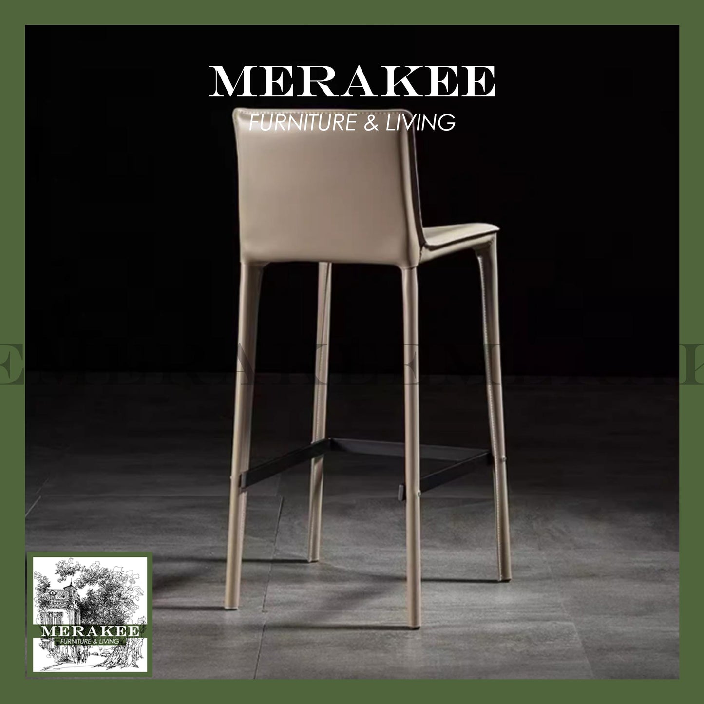 MERAKEE Bar Chair Saddle Leather Dining Room Furniture XY999
