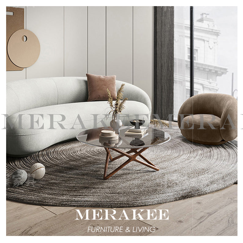 MERAKEE Velvet Fabric 1/2/3/4 Seater Cashew Sofa Solid Wood Color Solution Living Room Furniture JC480