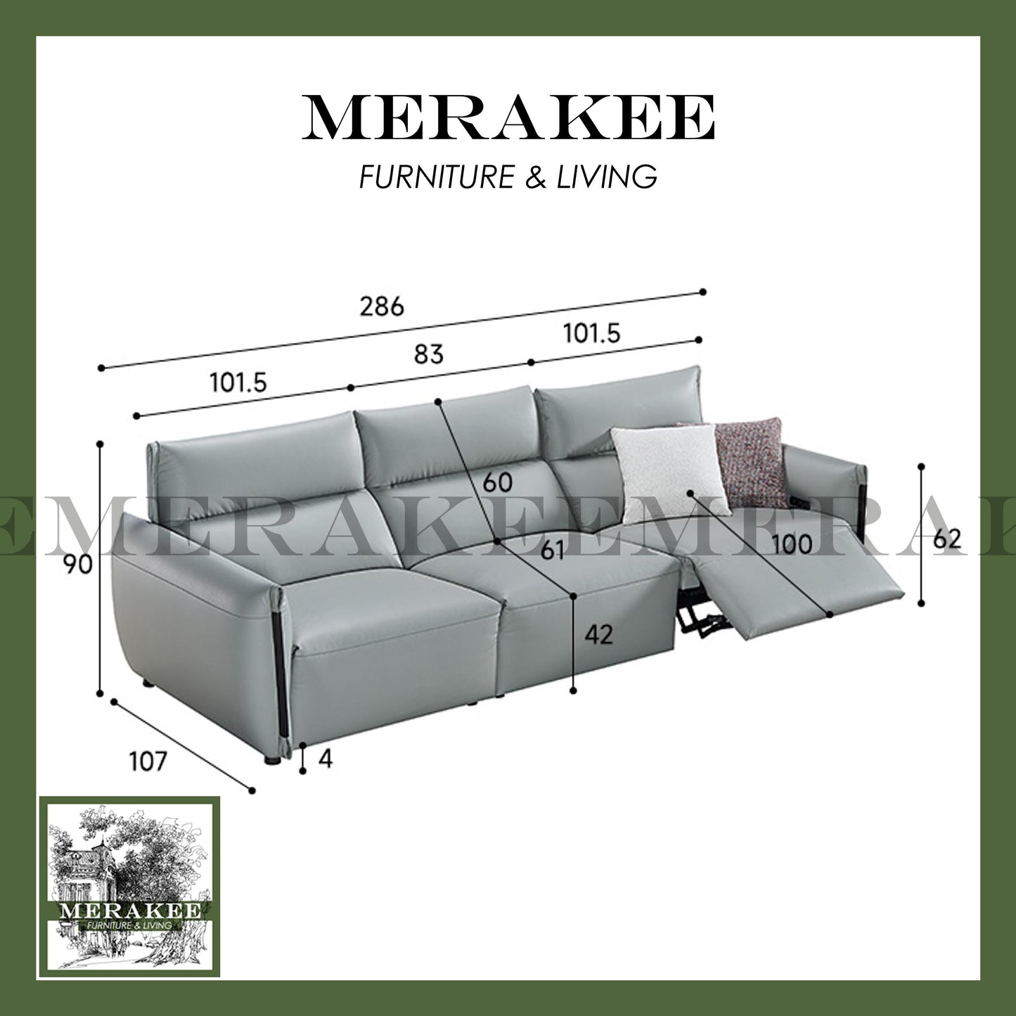 MERAKEE Full-Grain Genuine Leather Electric Recliner sofa 2/3 Seater Color Solution Living Room Furniture XC6608