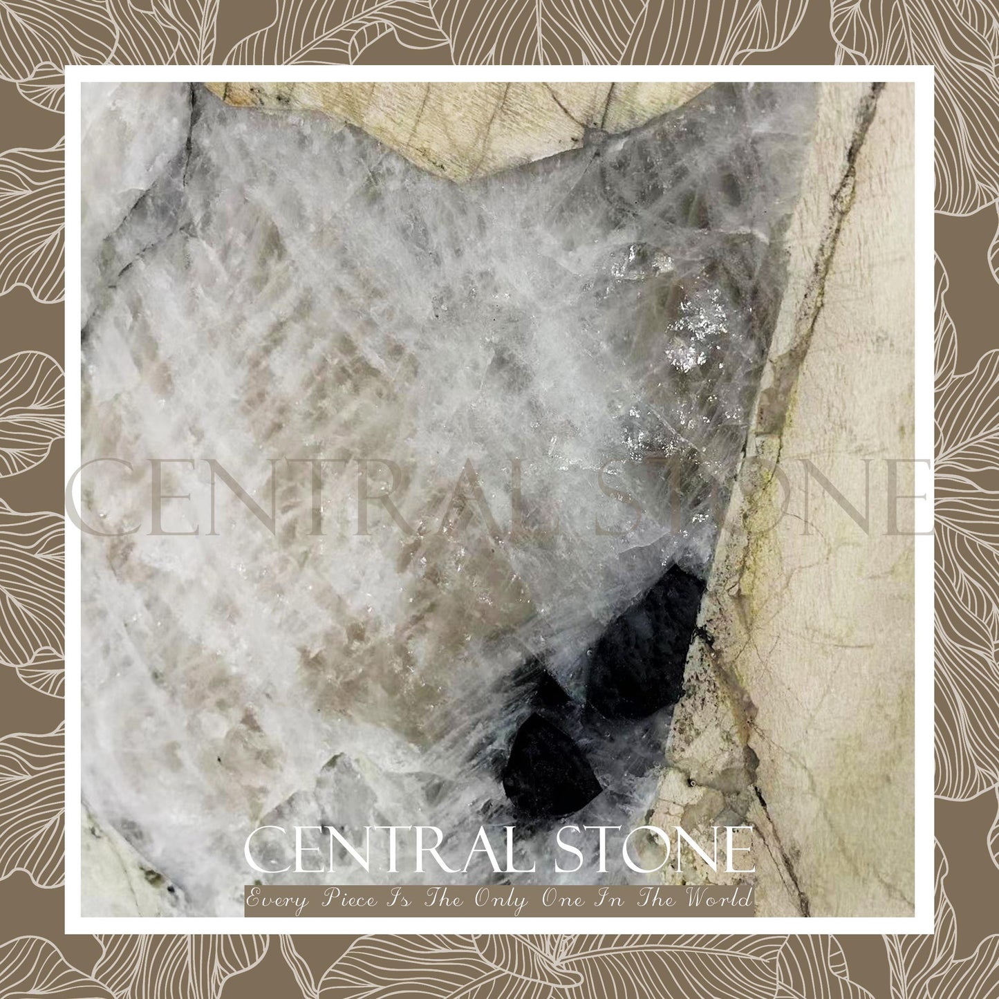 CENTRAL STONE Brazilian Natural Marble Quartz Coffee Side Table Dia50cm -Pandora