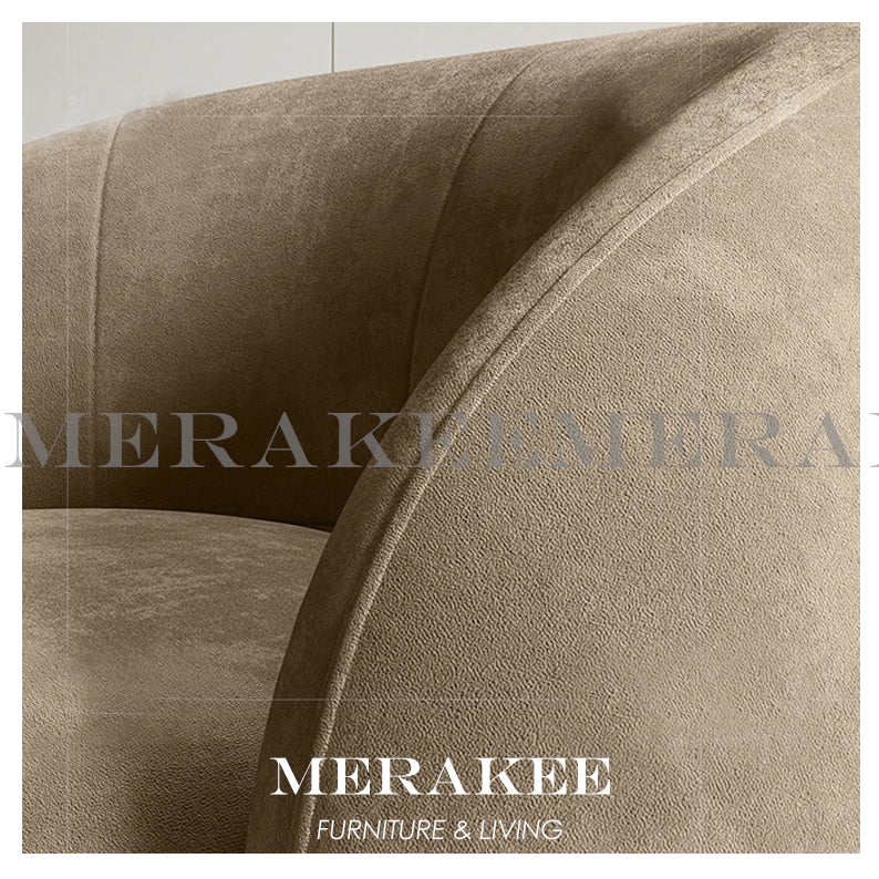 MERAKEE Velvet Fabric 1/2/3/4 Seater Cashew Sofa Solid Wood Color Solution Living Room Furniture JC480
