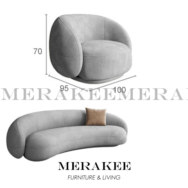 MERAKEE Velvet Fabric 1/2/3/4 Seater Cashew Sofa Solid Wood Color Solution Living Room Furniture JC480
